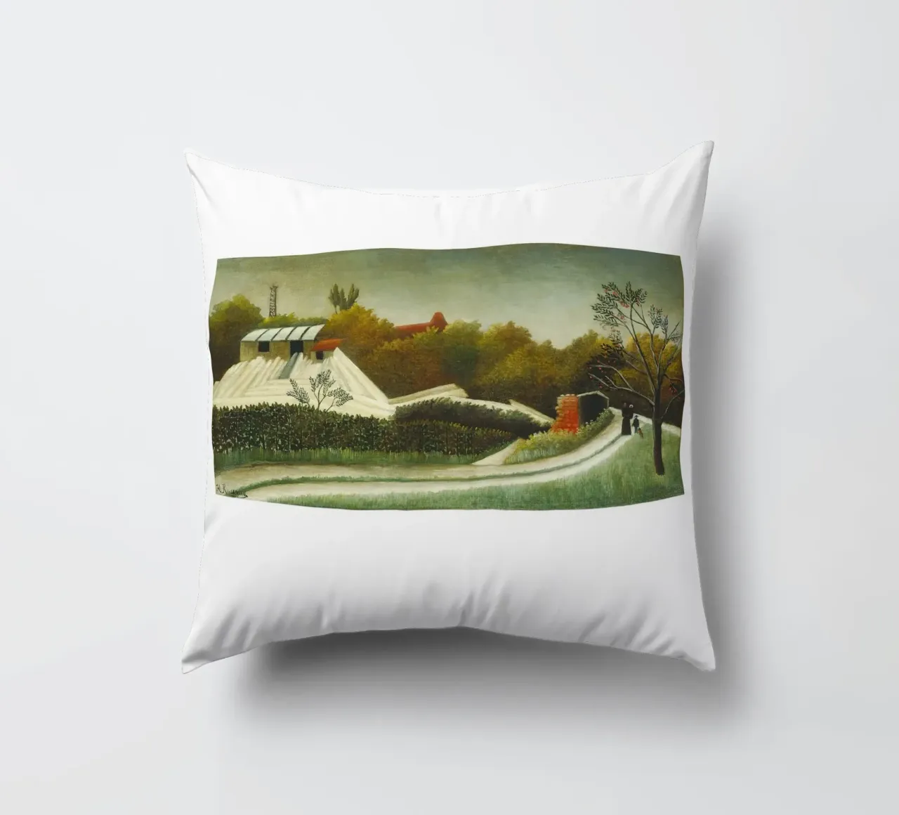 Henri Rousseau Segheria Periferia di Parigi Paesaggio d'epoca cuscino da NorwesClub