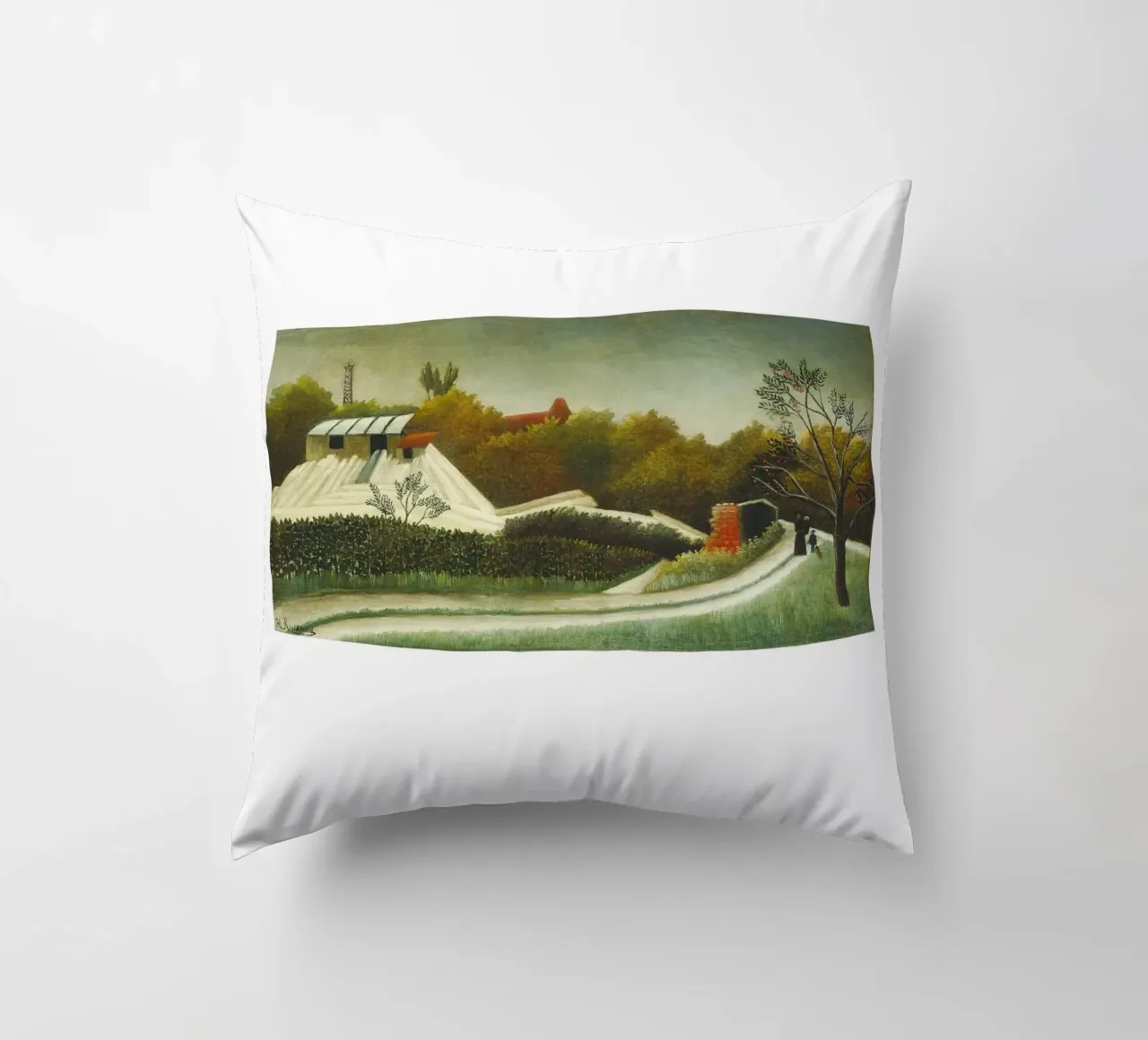 Henri Rousseau Segheria Periferia di Parigi Paesaggio d'epoca cuscino da NorwesClub