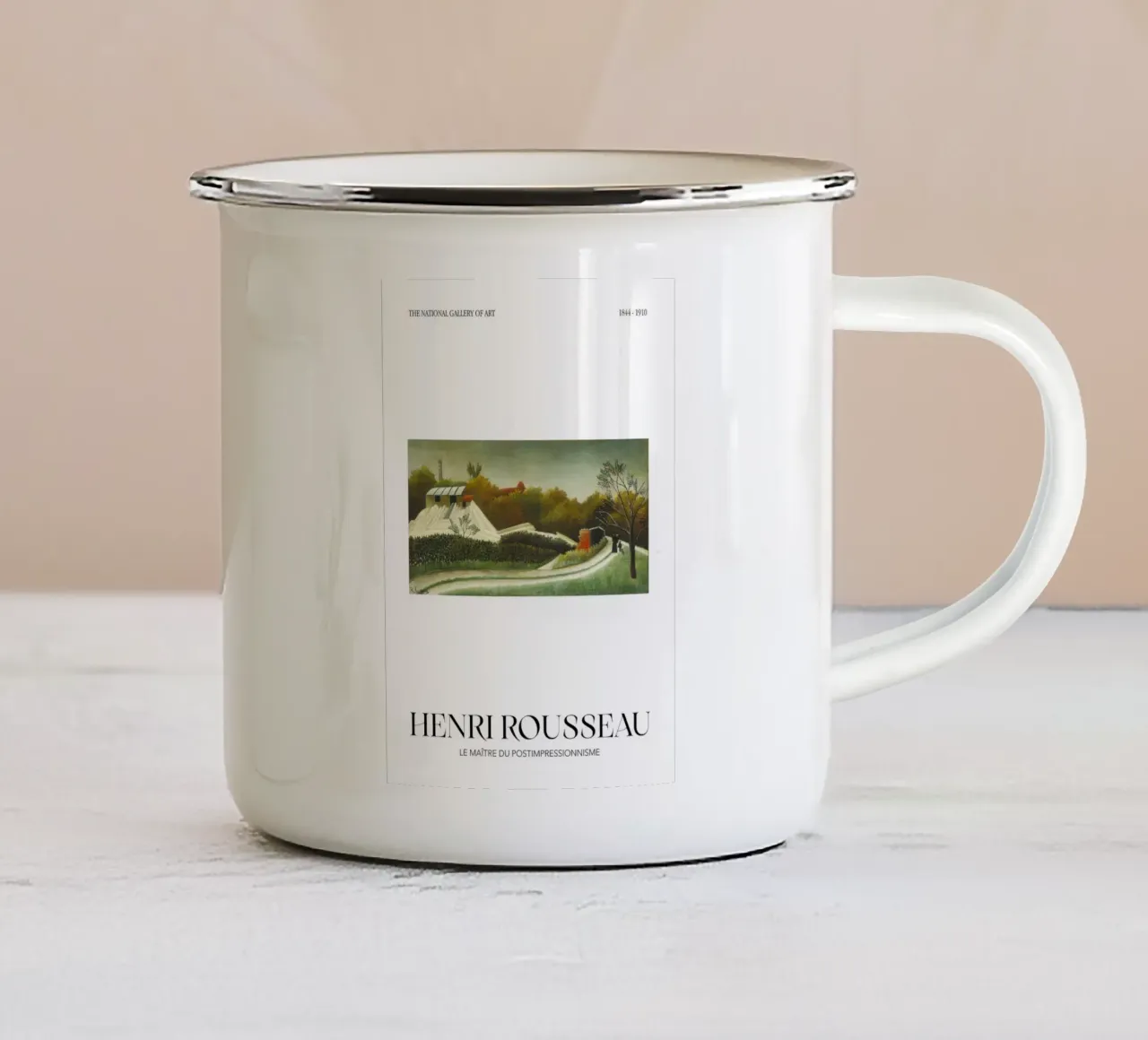 Henri Rousseau Segheria Periferia di Parigi Paesaggio d'epoca tazza in smalto da NorwesClub