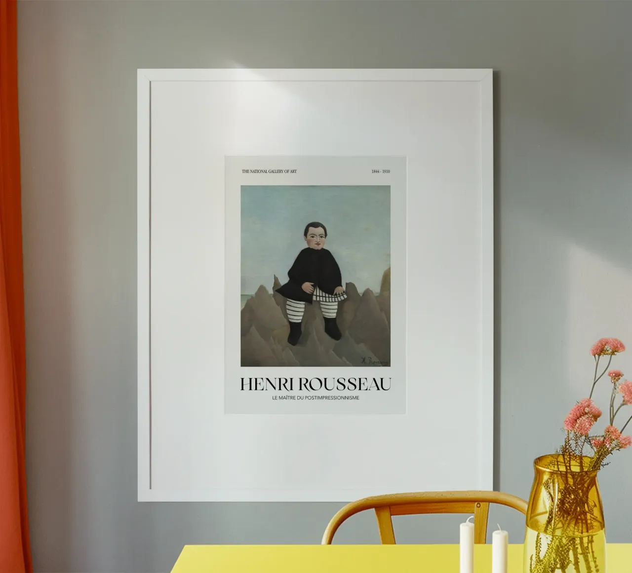 Henri Rousseau Ragazzo sulle rocce Arte post-impressionista d'epoca poster con telaio in legno da NorwesClub