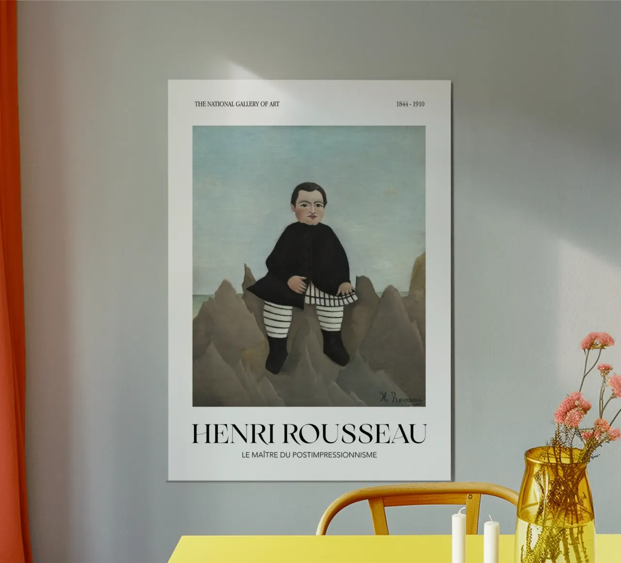 Henri Rousseau Ragazzo sulle rocce Arte post-impressionista d'epoca poster con telaio in legno da NorwesClub