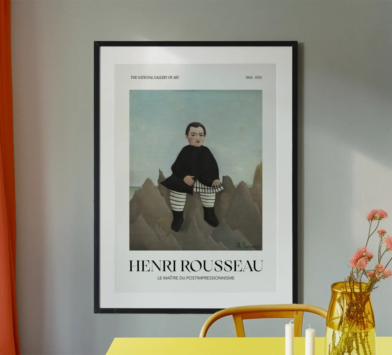 Henri Rousseau Ragazzo sulle rocce Arte post-impressionista d'epoca poster con telaio in legno da NorwesClub