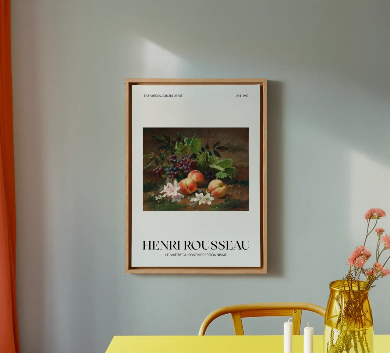 Henri Rousseau Stilleven Perziken Druiven Vintage Kunst canvas met Baklijst van NorwesClub