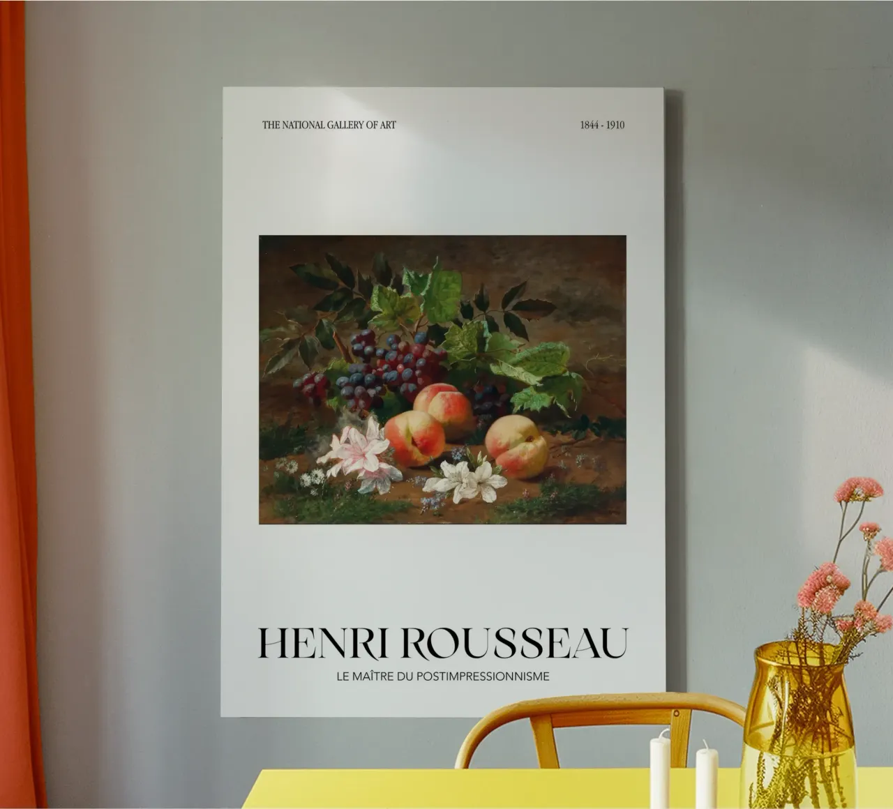 Henri Rousseau Stilleven Perziken Druiven Vintage Kunst canvas met Baklijst van NorwesClub