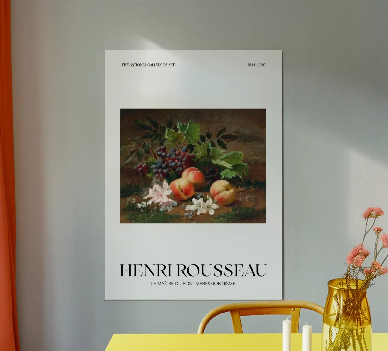 Henri Rousseau Stilleven Perziken Druiven Vintage Kunst poster met kunststof frame van NorwesClub