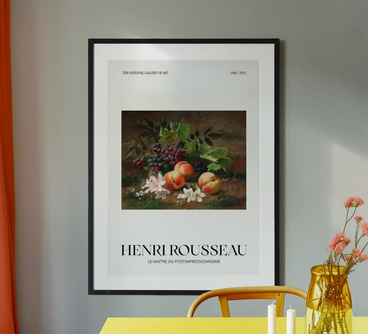 Henri Rousseau Stilleven Perziken Druiven Vintage Kunst poster met kunststof frame van NorwesClub