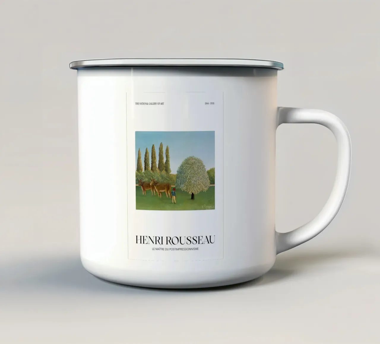 Henri Rousseau Prato di mucche Paesaggio rurale d'epoca tazza in smalto da NorwesClub