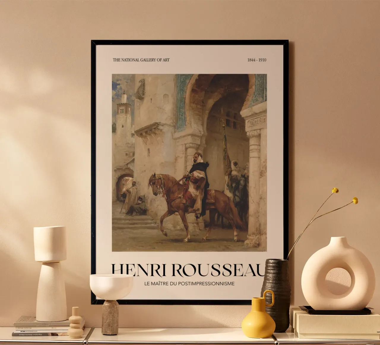 Henri Rousseau Cavaliere orientalista Porta del palazzo d'epoca poster con telaio in legno da NorwesClub