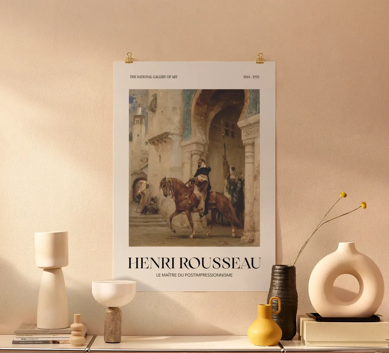 Henri Rousseau Cavaliere orientalista Porta del palazzo d'epoca poster con telaio in legno da NorwesClub