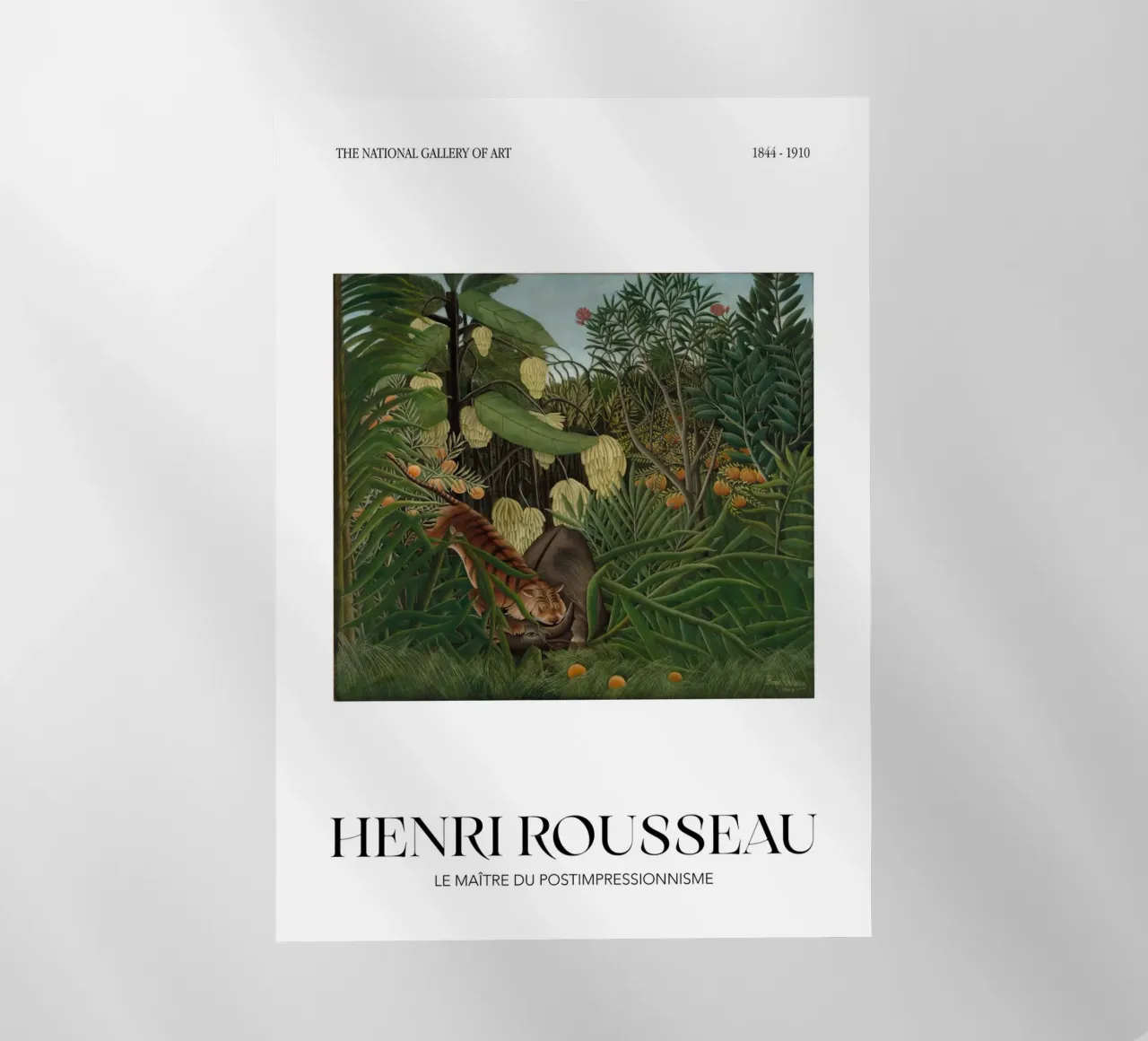 Henri Rousseau Tigre Bufalo Giungla Poster d'arte d'epoca pellicola backlit da NorwesClub