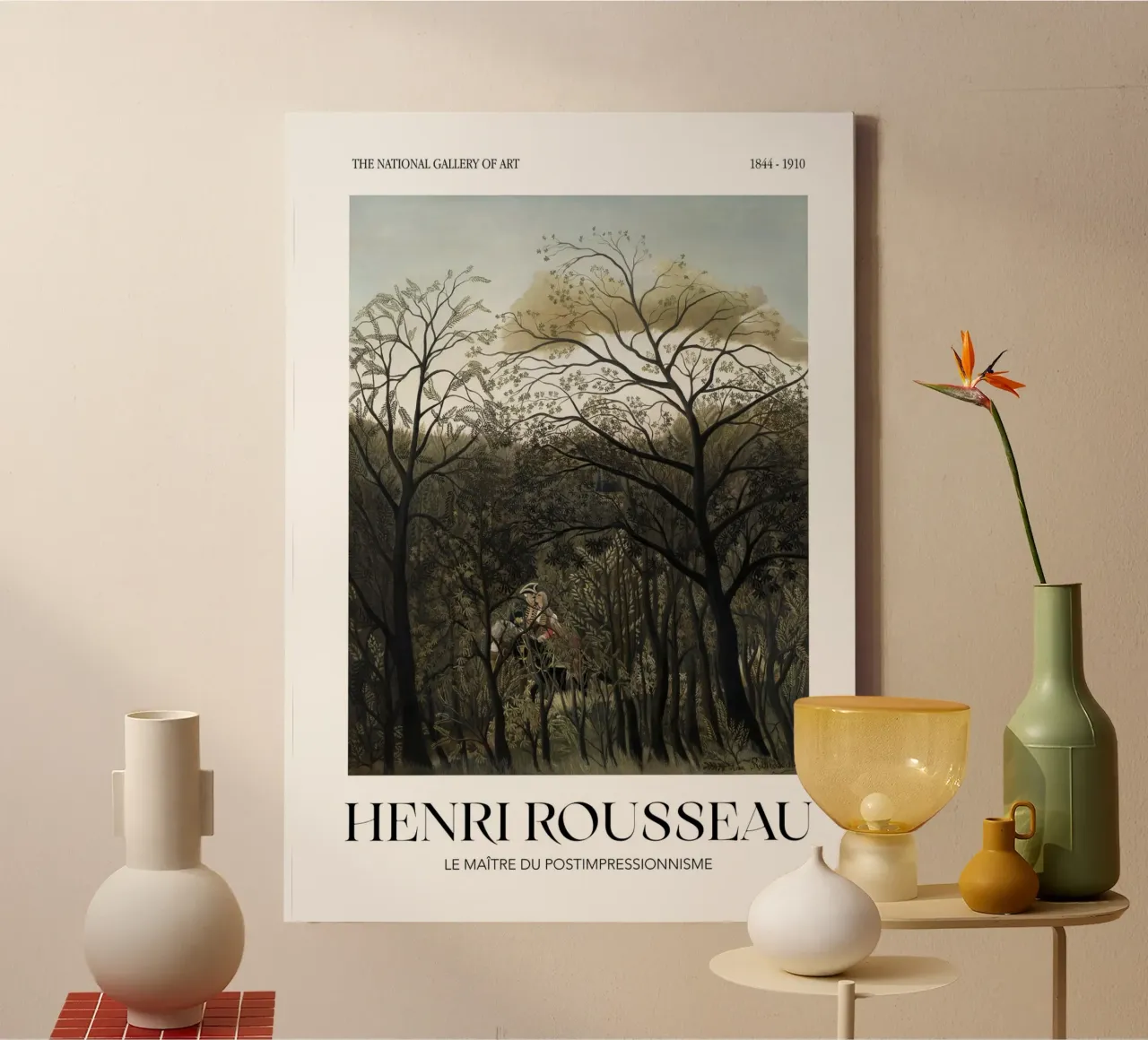 Henri Rousseau Bos Rendez-vous Vintage Mysterieuze Kunst canvas met Baklijst van NorwesClub