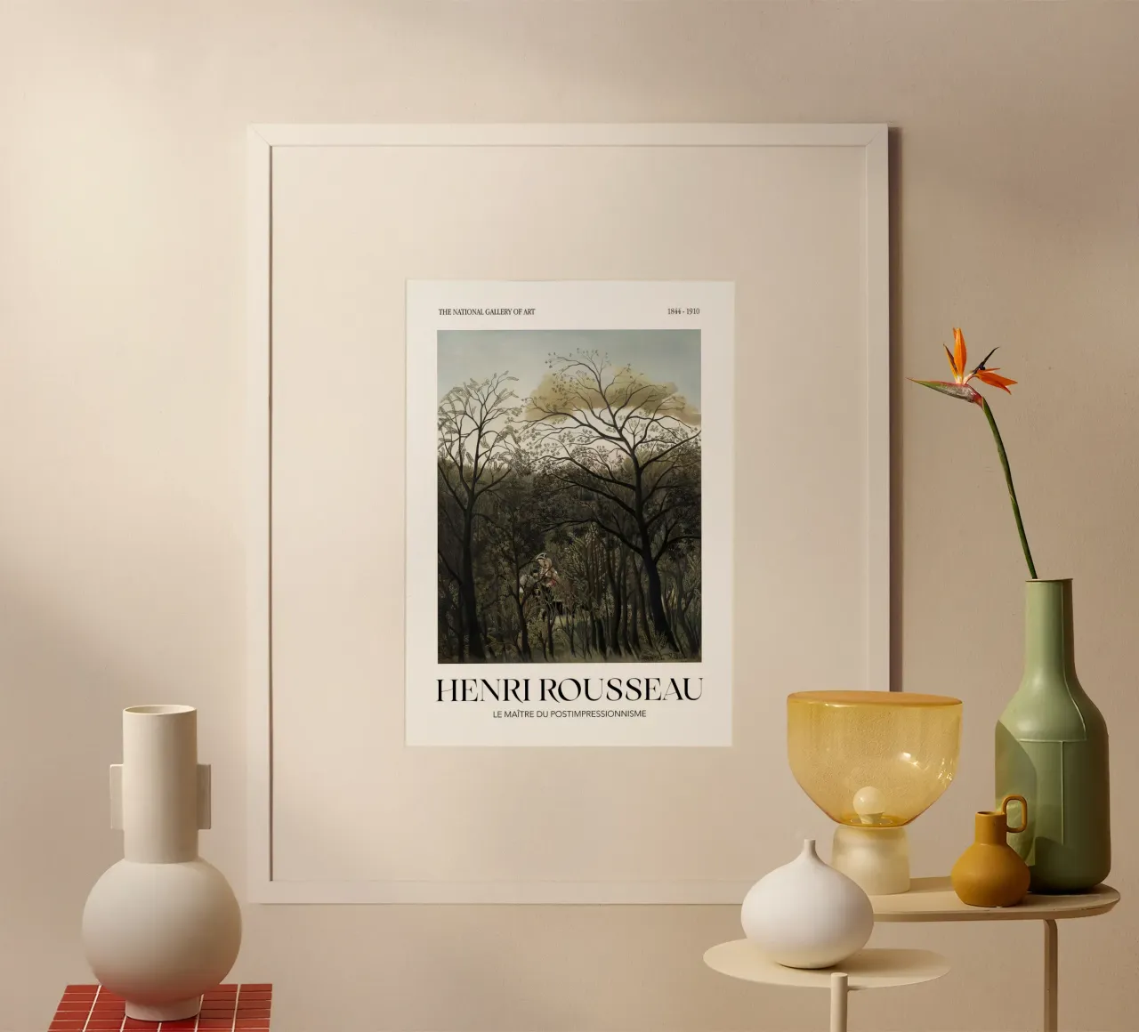 Henri Rousseau Bos Rendez-vous Vintage Mysterieuze Kunst poster met houten frame van NorwesClub
