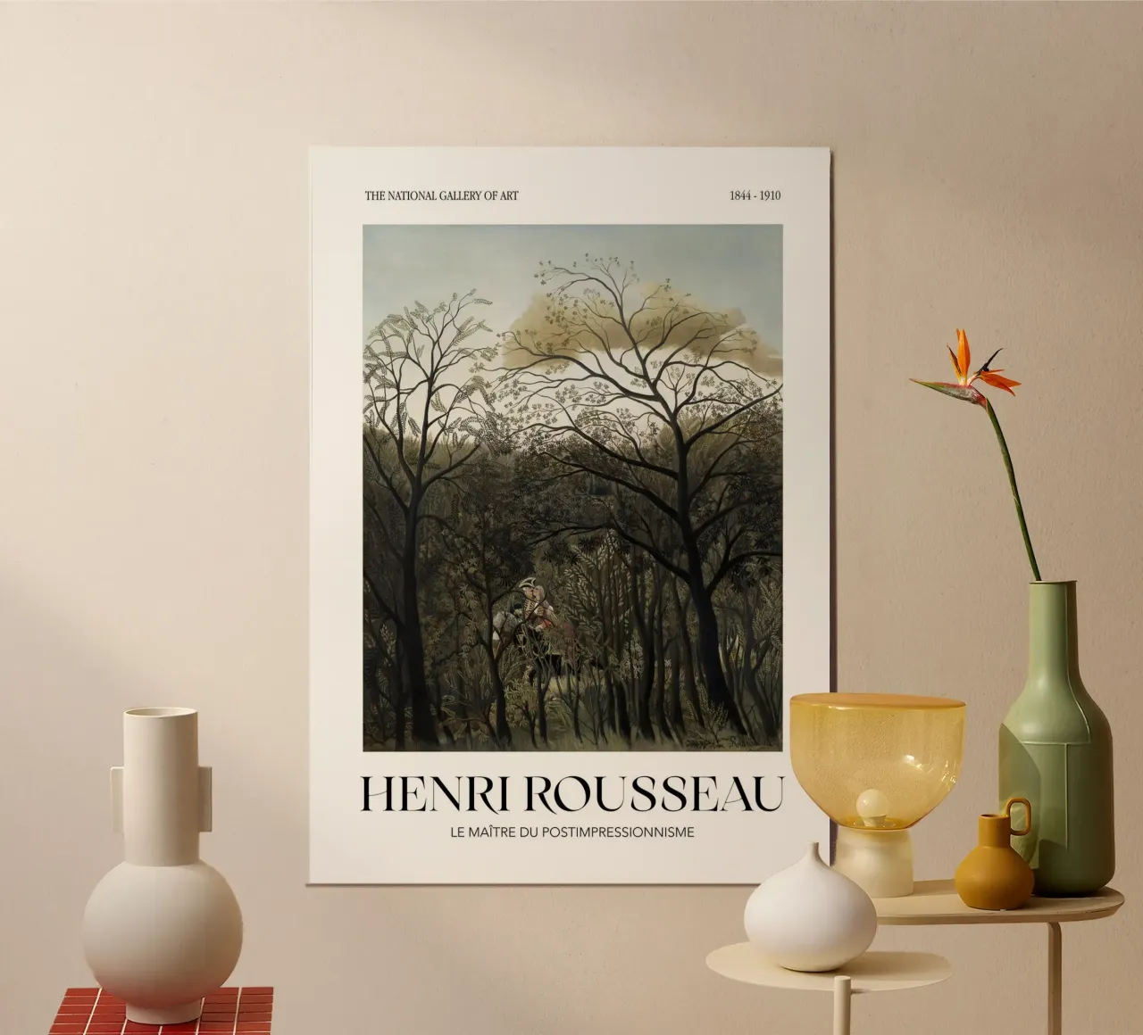 Henri Rousseau Bos Rendez-vous Vintage Mysterieuze Kunst poster met houten frame van NorwesClub