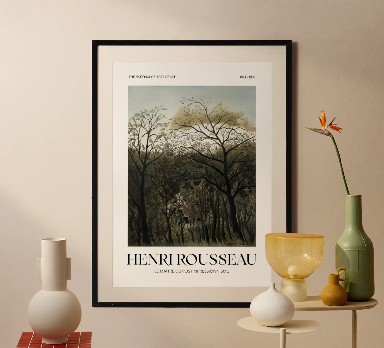 Henri Rousseau Bos Rendez-vous Vintage Mysterieuze Kunst poster met houten frame van NorwesClub