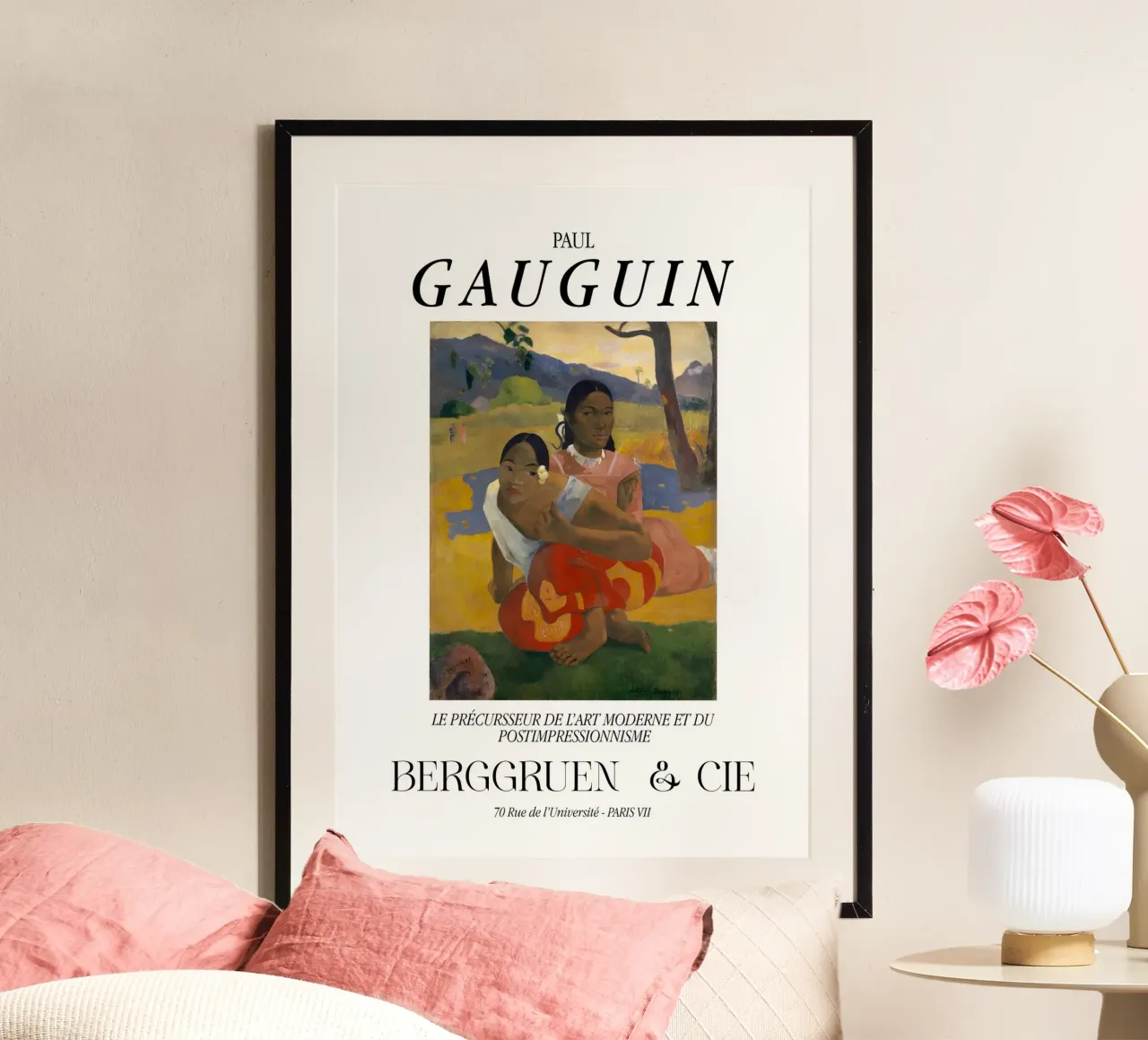 Paul Gauguin Donne tahitiane Arte d'epoca iconica poster con telaio in legno da NorwesClub
