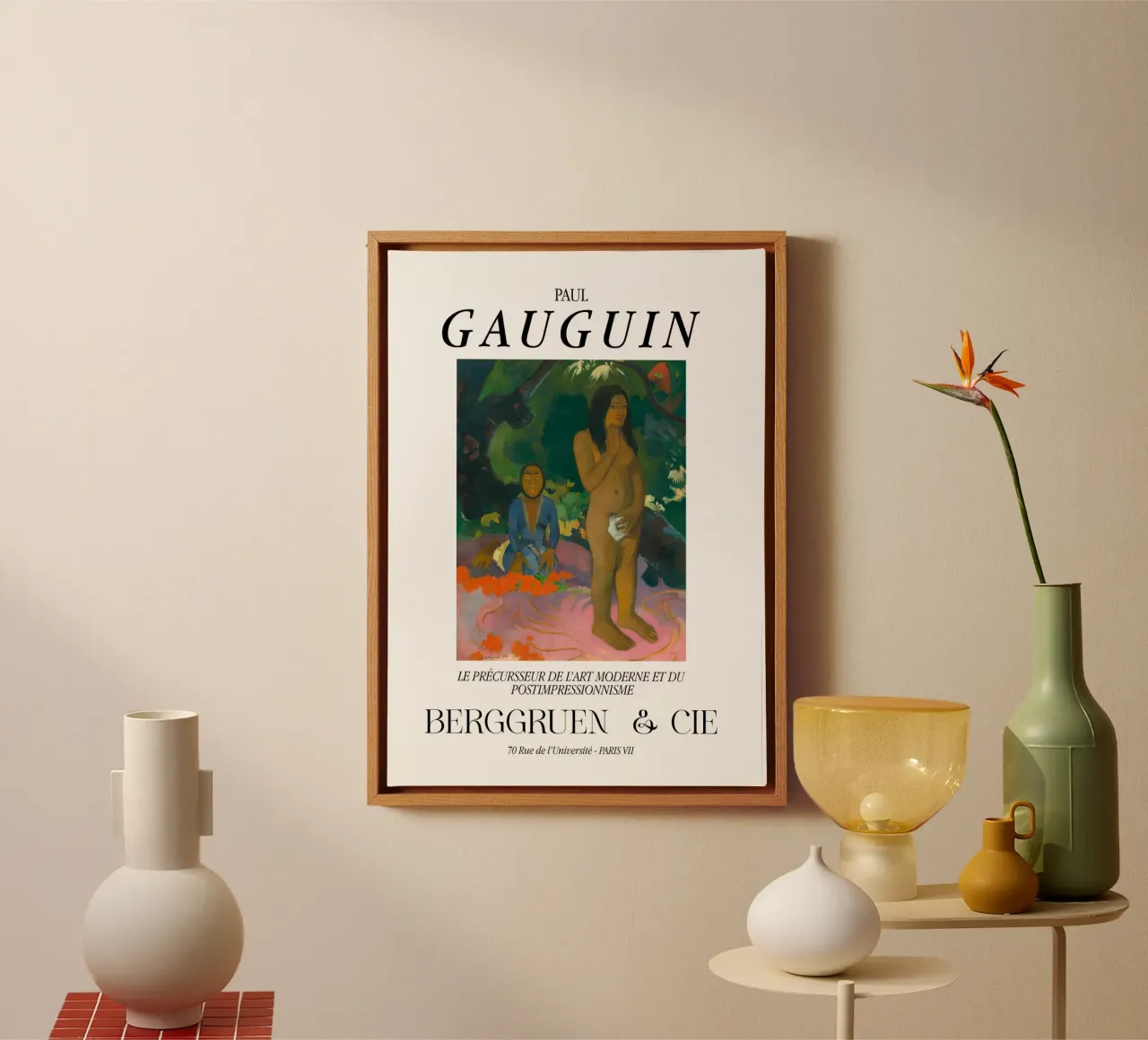 Paul Gauguin nudo tahitiano Arte tropicale d'epoca tela con Cornice a cassetta da NorwesClub