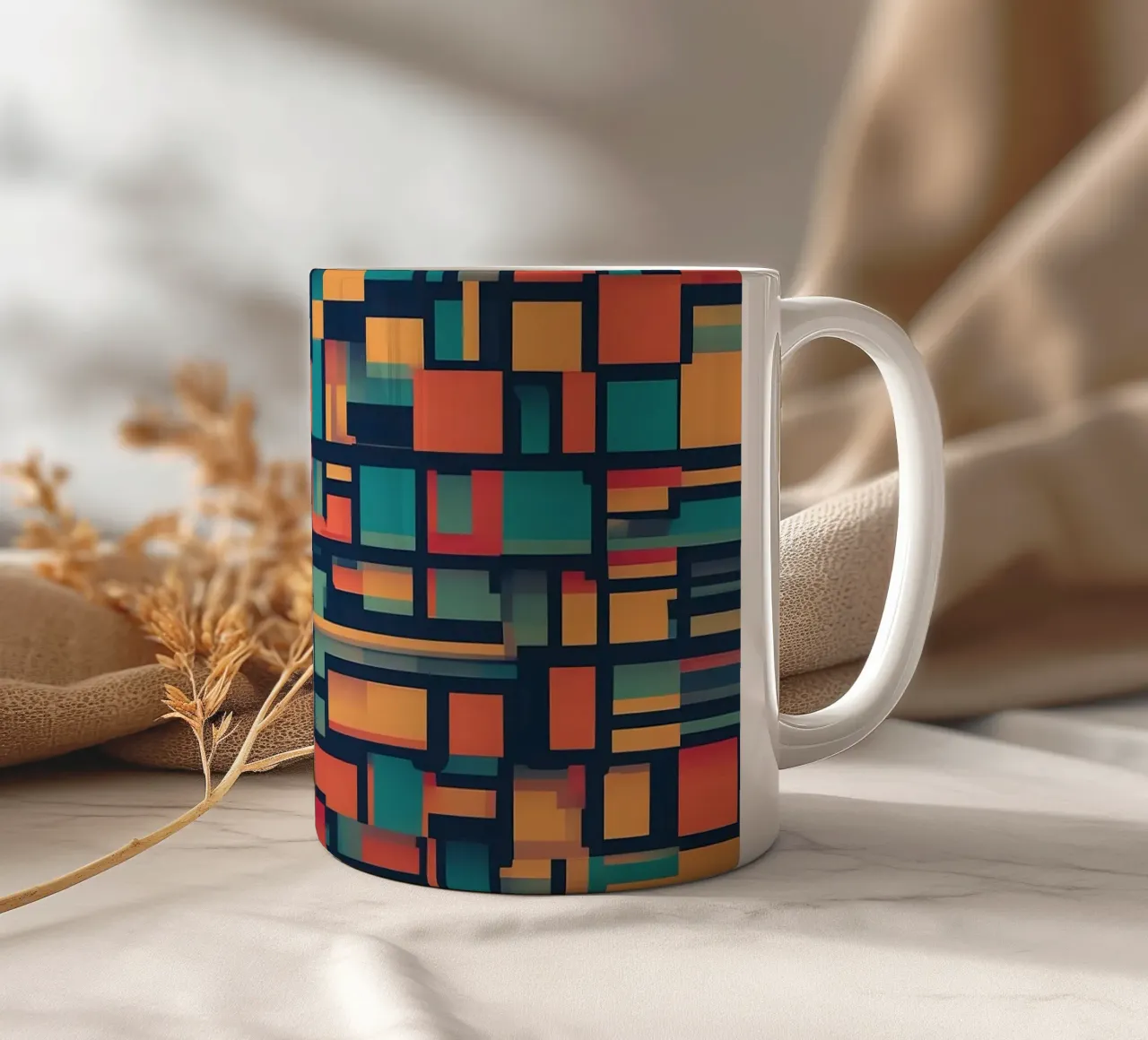 Paths | Geometric Abstract Art keramische mok van Pantheon Studio