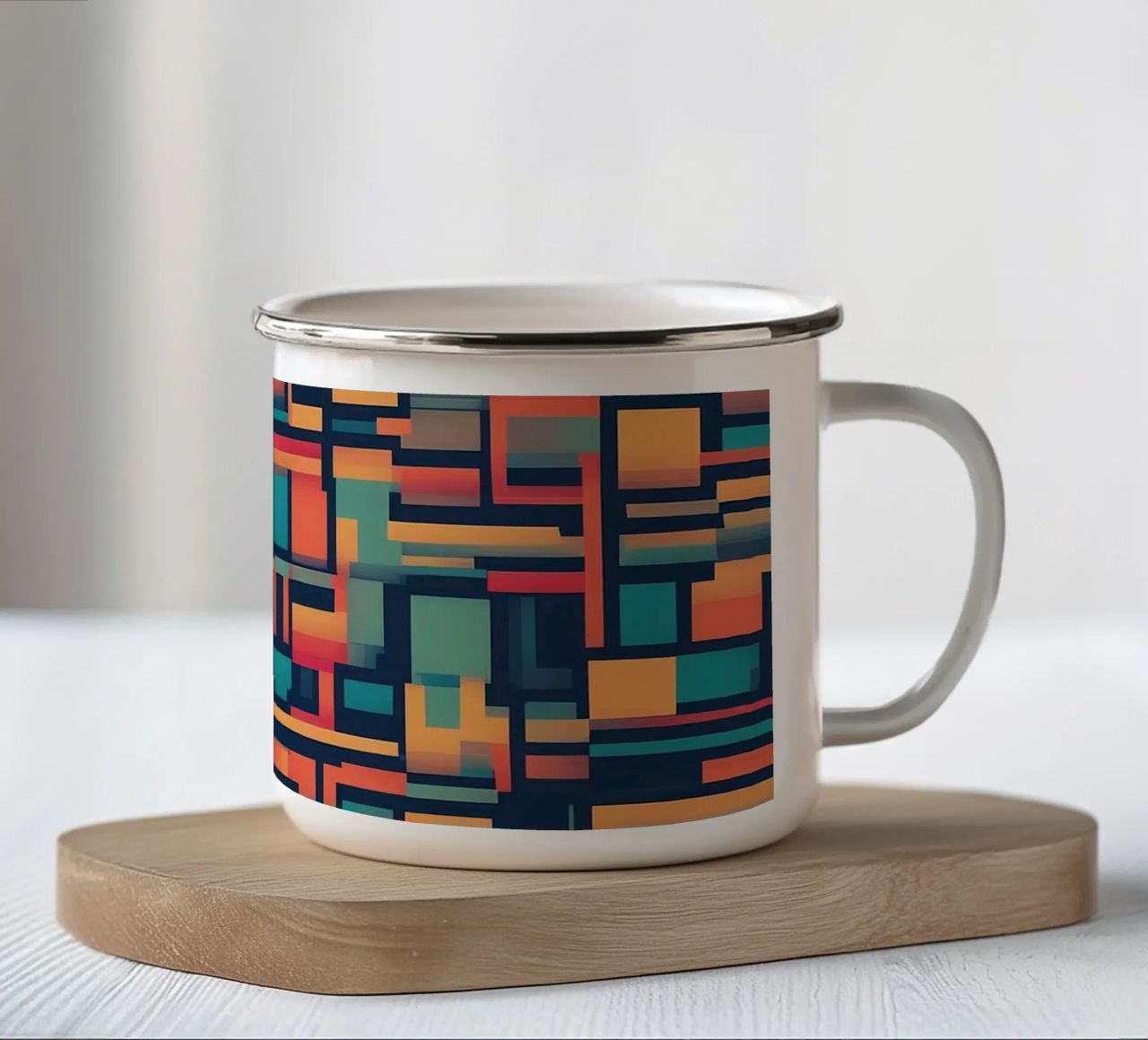 Paths | Geometric Abstract Art tazza in smalto da Pantheon Studio