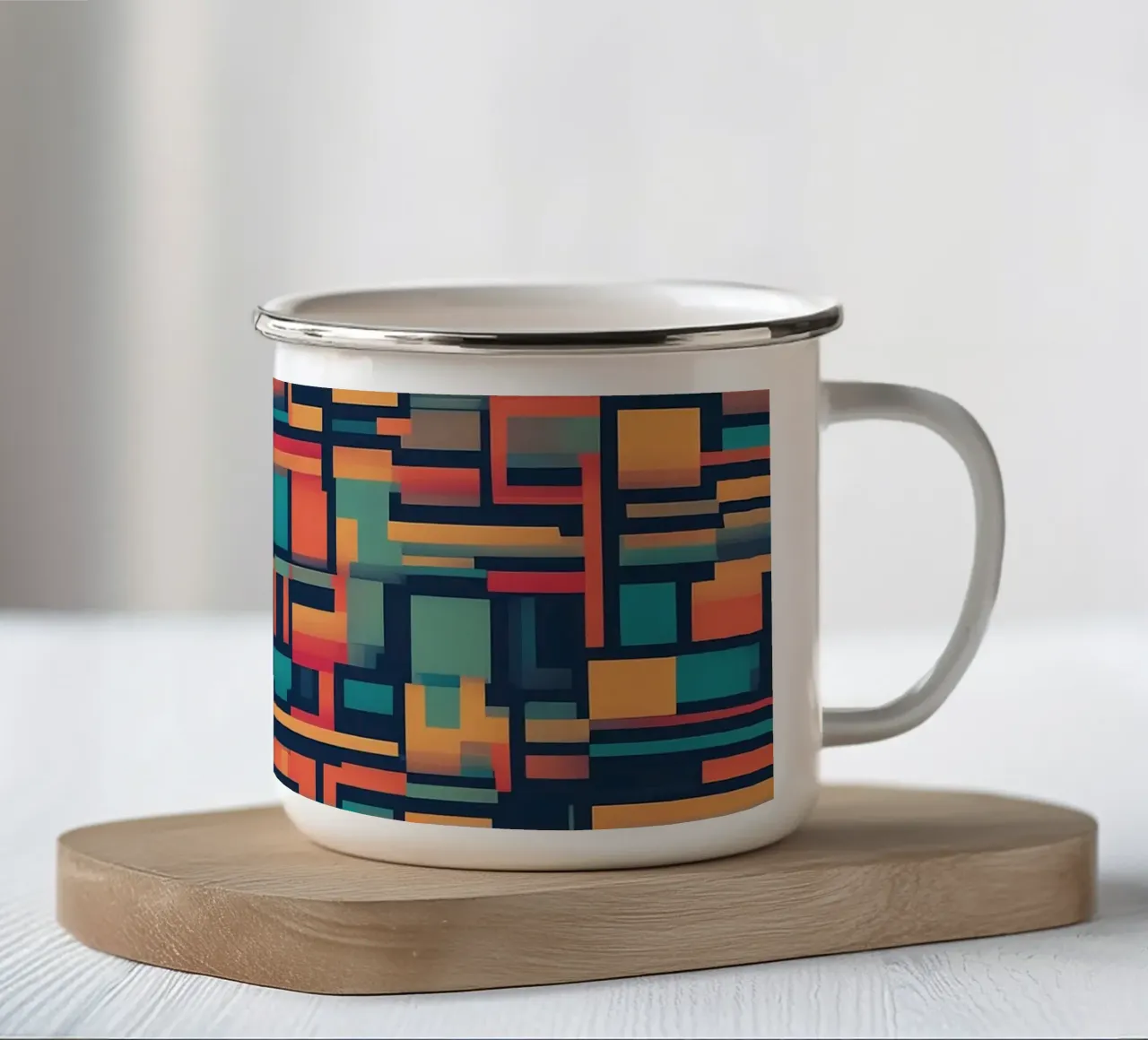 Paths | Geometric Abstract Art emaille mok van Pantheon Studio