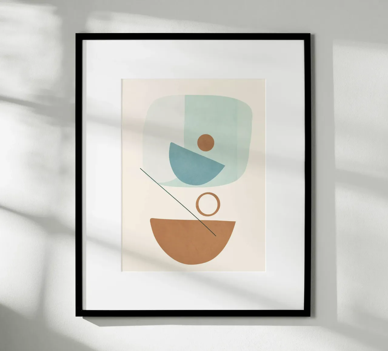 Azzurro Shapes No.3 poster con telaio in alluminio da cityart
