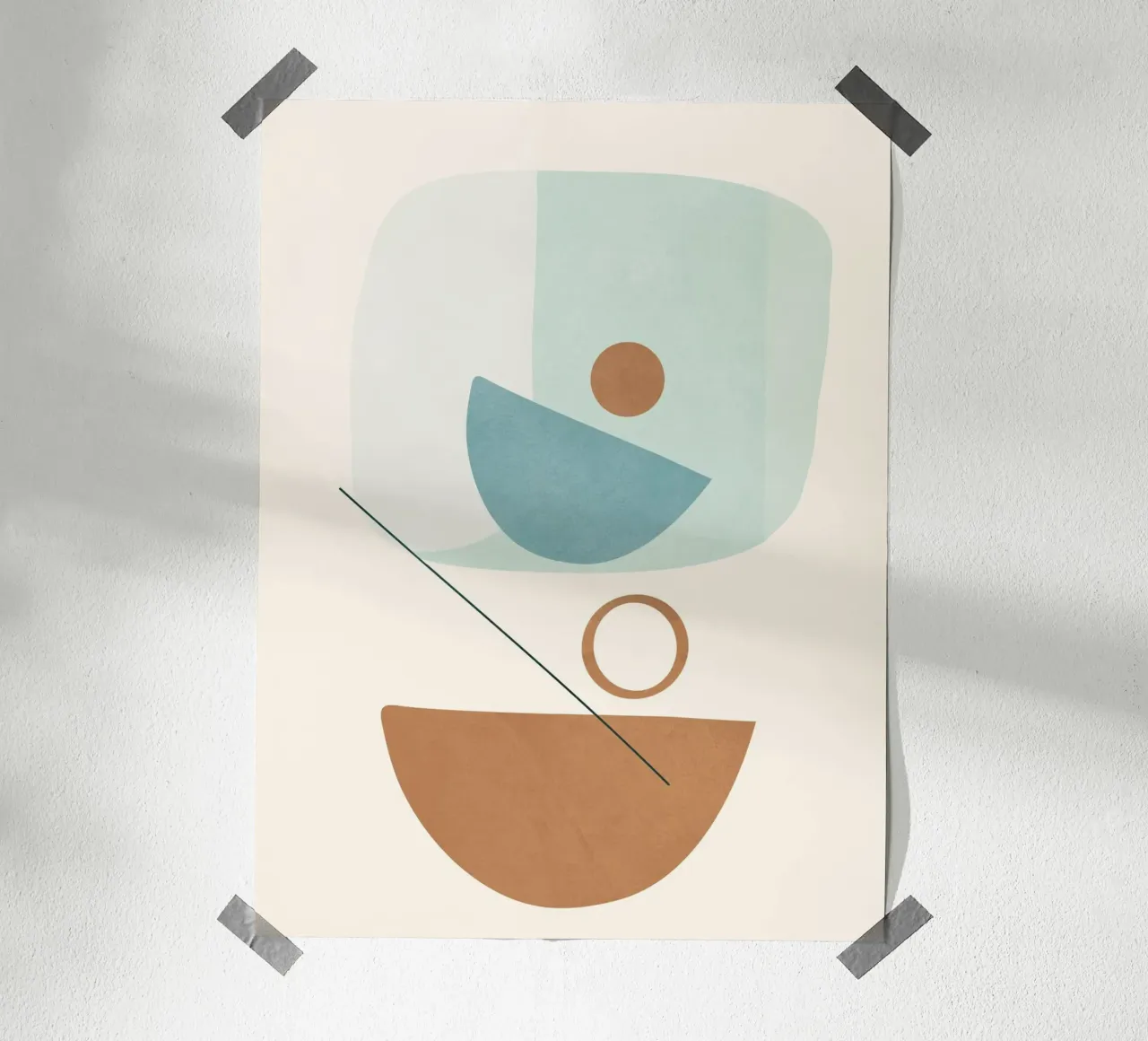 Azzurro Shapes No.3 poster con telaio in alluminio da cityart