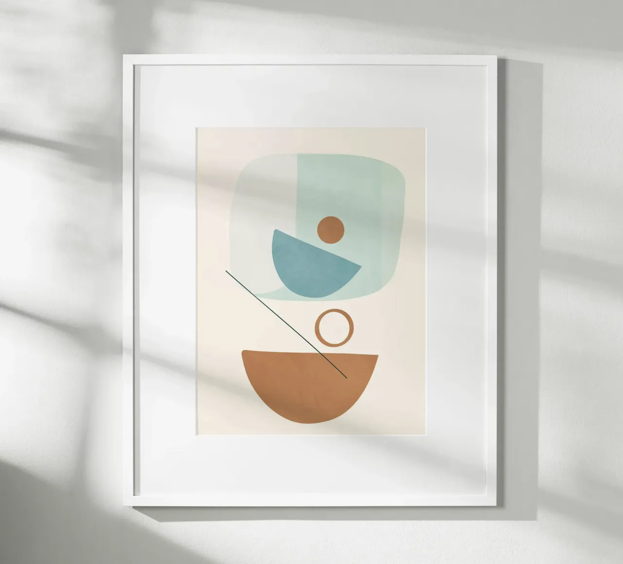 Azzurro Shapes No.3 poster con telaio in alluminio da cityart