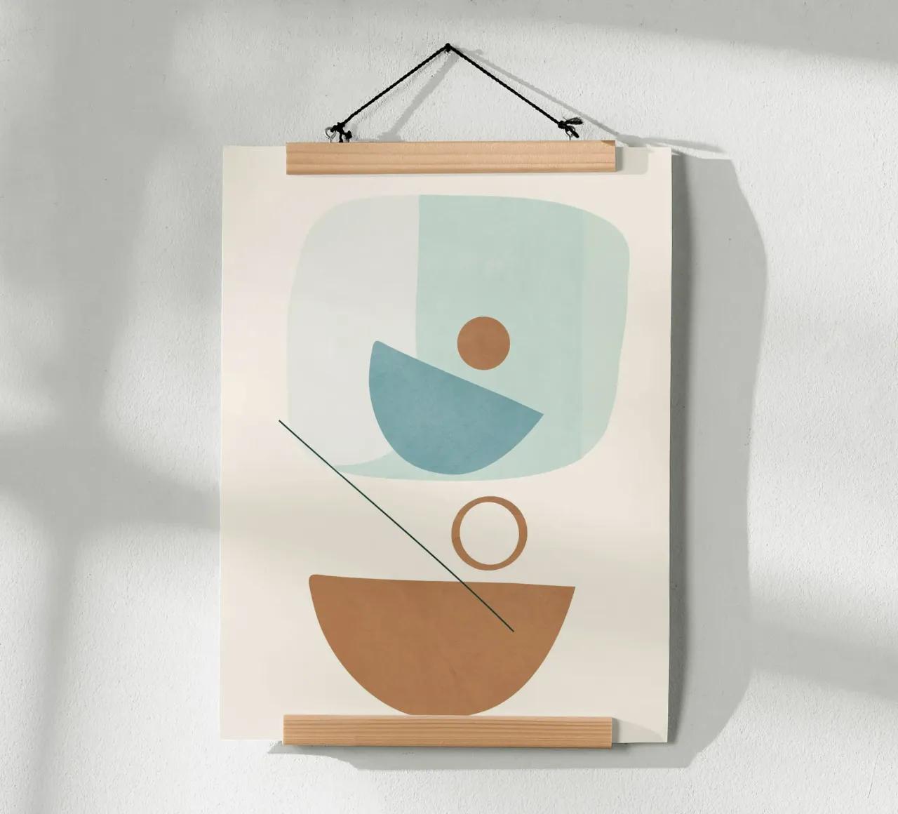 Azzurro Shapes No.3 poster con telaio in alluminio da cityart