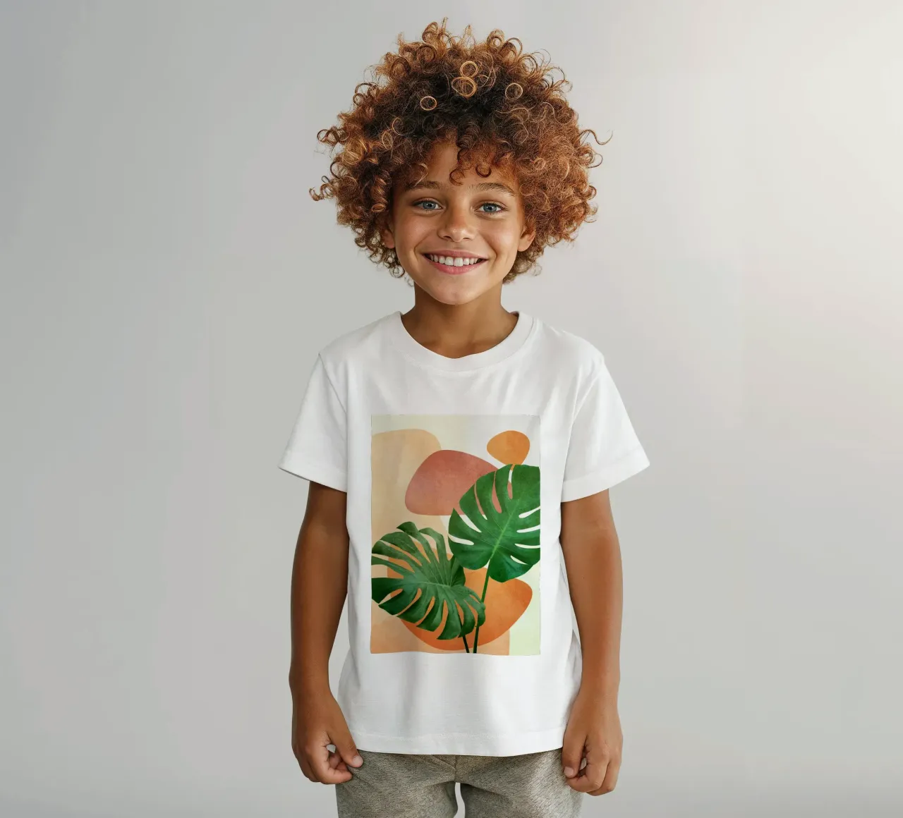 Monstera Leaves kids t-shirt by Flow Line
