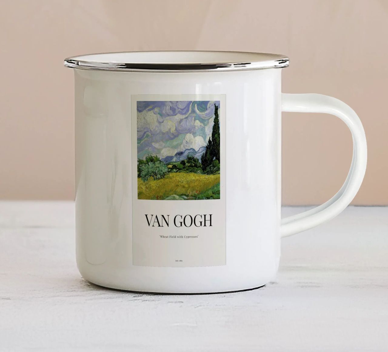 van Gogh - Wheat Field with Cypresses enamel mug by ARTOTHEK