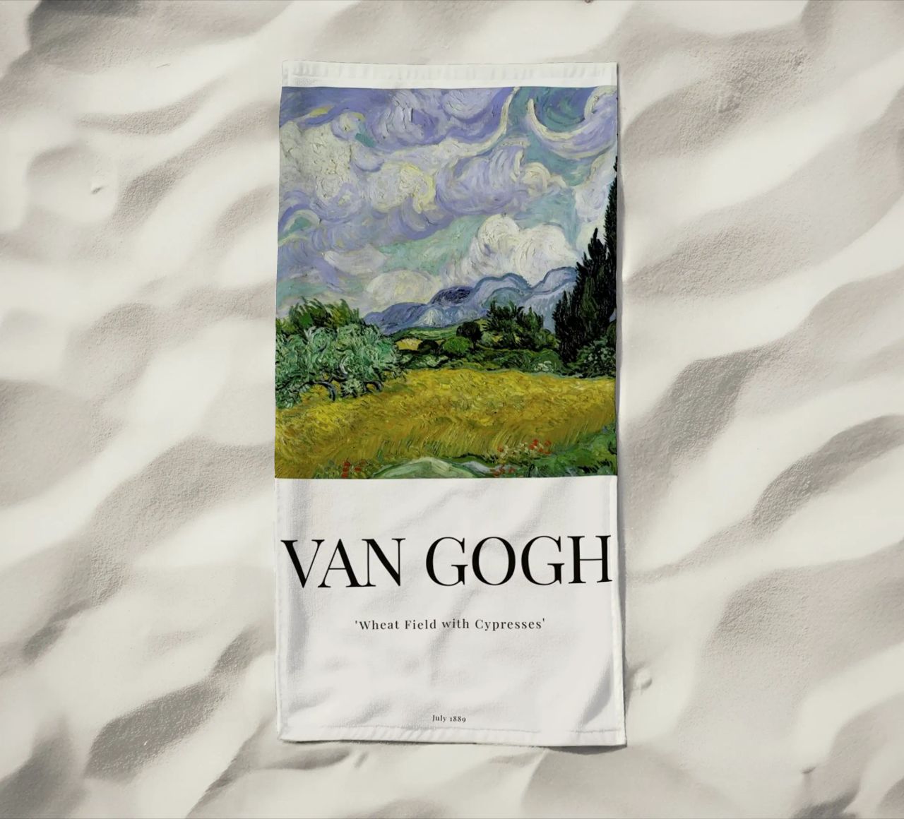 van Gogh - Wheat Field with Cypresses beach towel by ARTOTHEK
