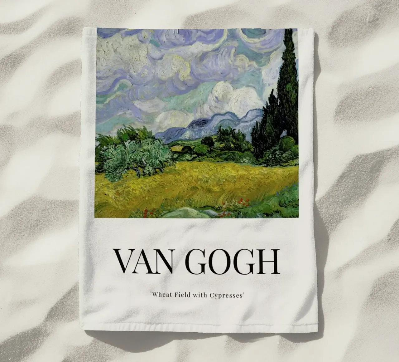 van Gogh - Wheat Field with Cypresses strandhanddoek van ARTOTHEK