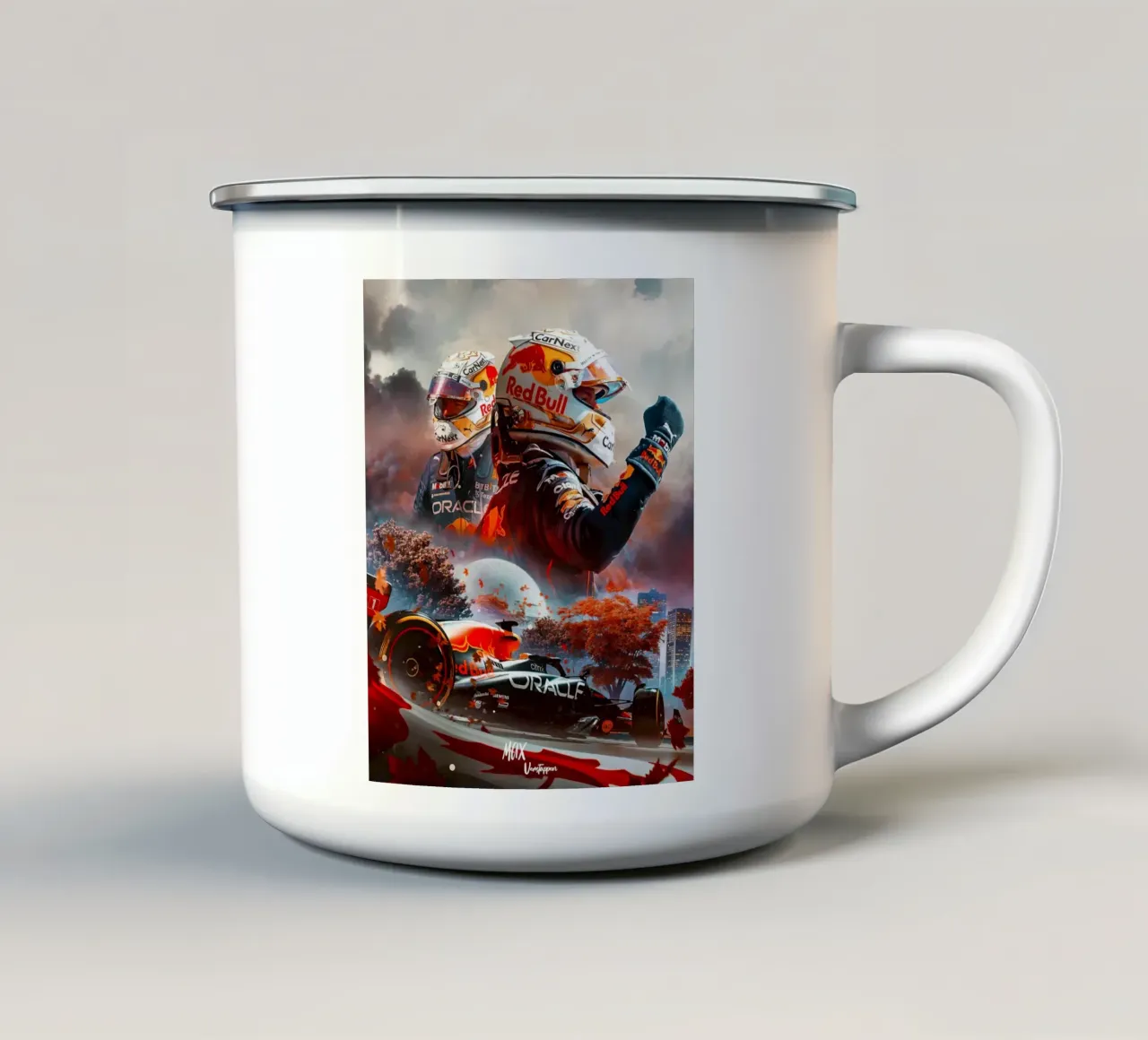 Max Verstapen tazza in smalto da Agus Creative