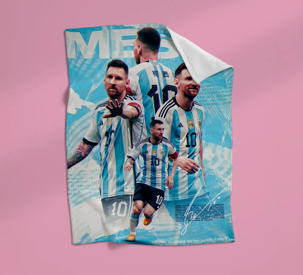 Lionel Messi fleece blanket by Agus Creative
