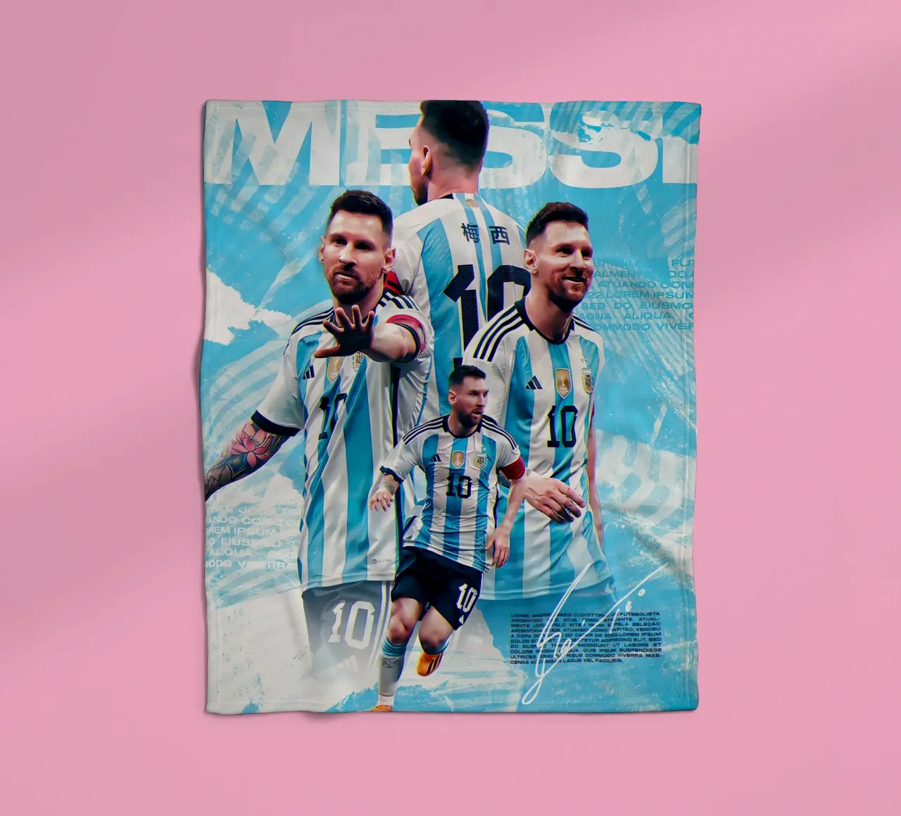 Lionel Messi fleece blanket by Agus Creative