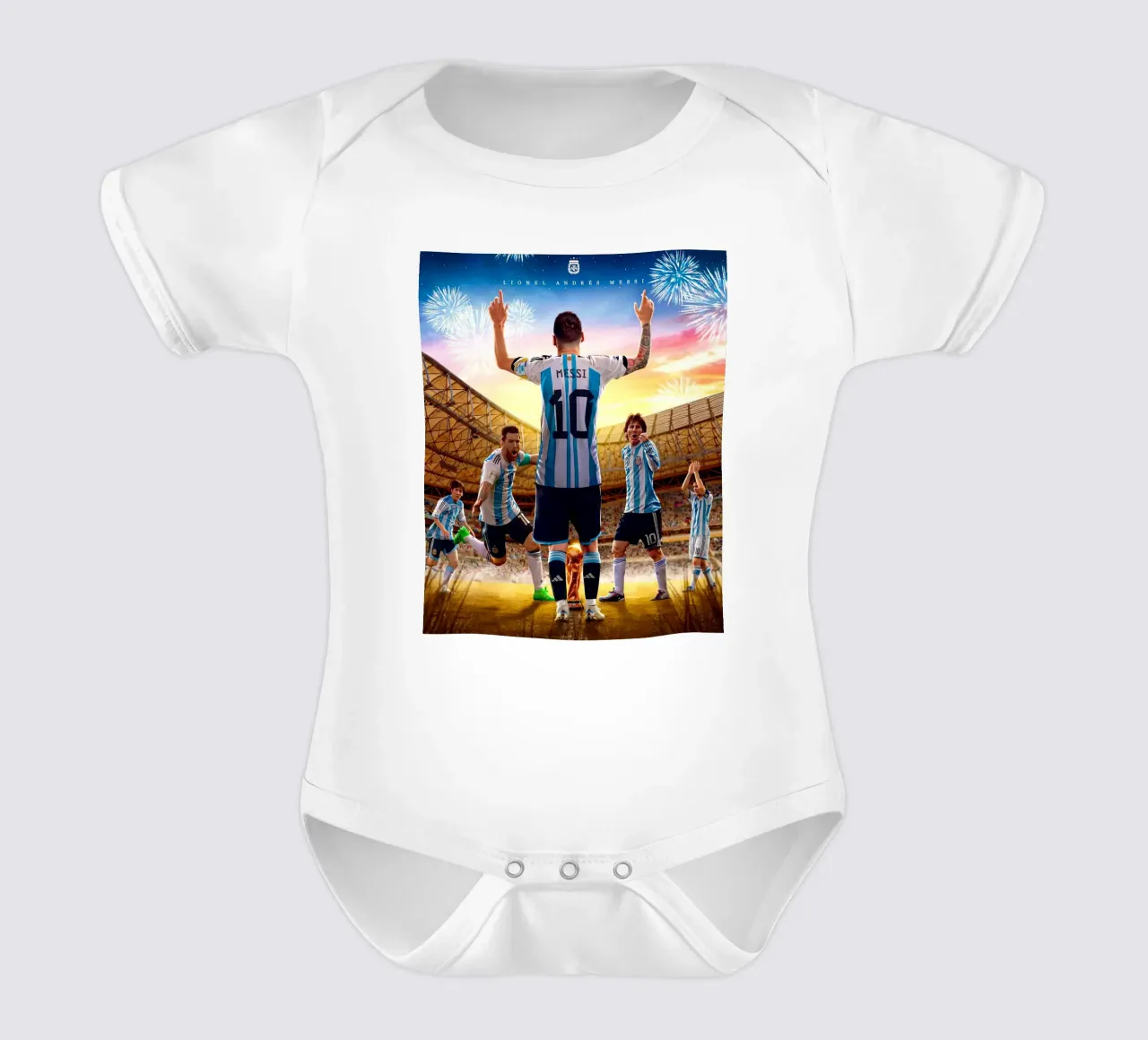 Lionel Messi short-sleeve baby romper by Agus Creative