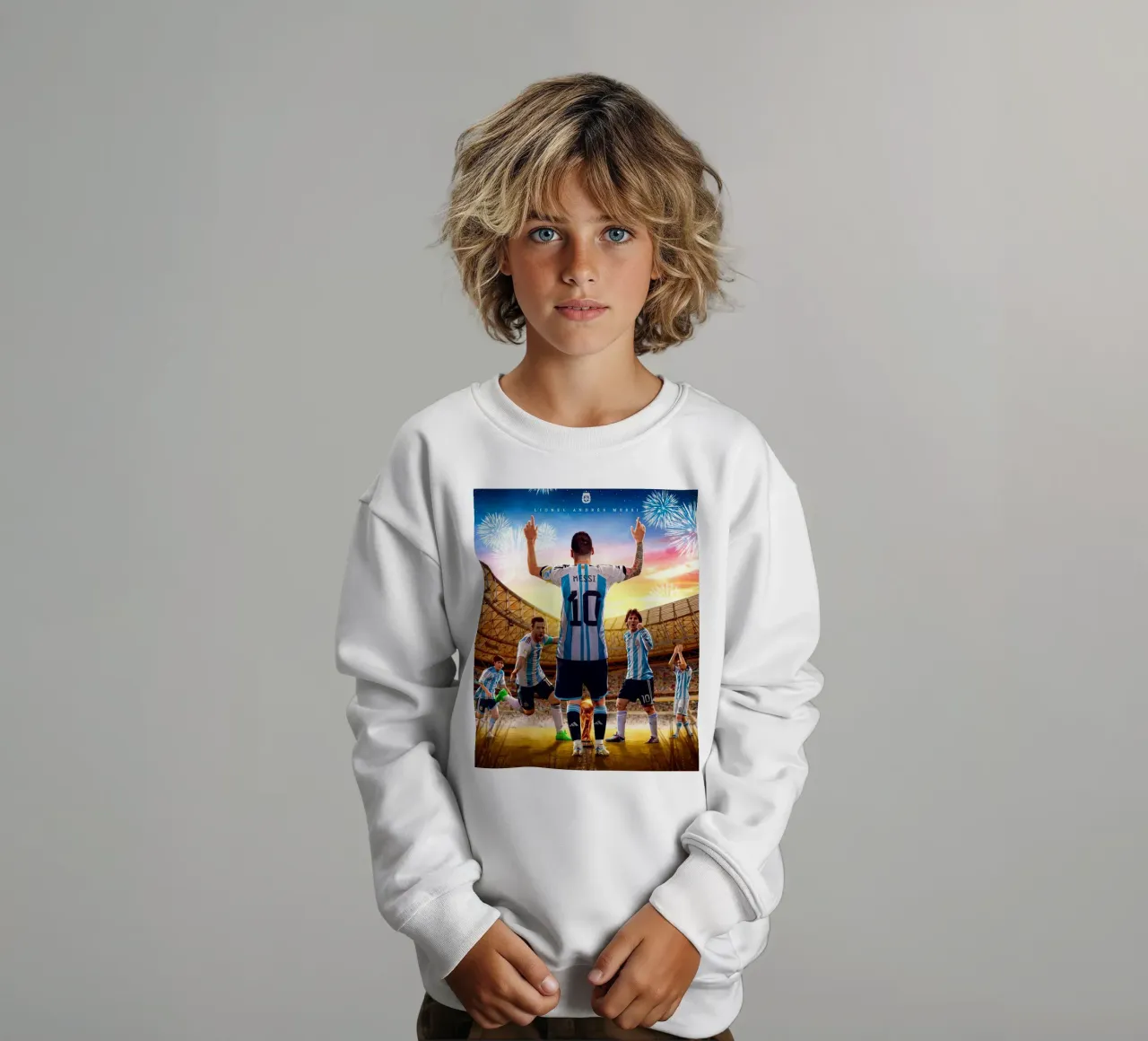 Lionel Messi kids sweatshirt by Agus Creative