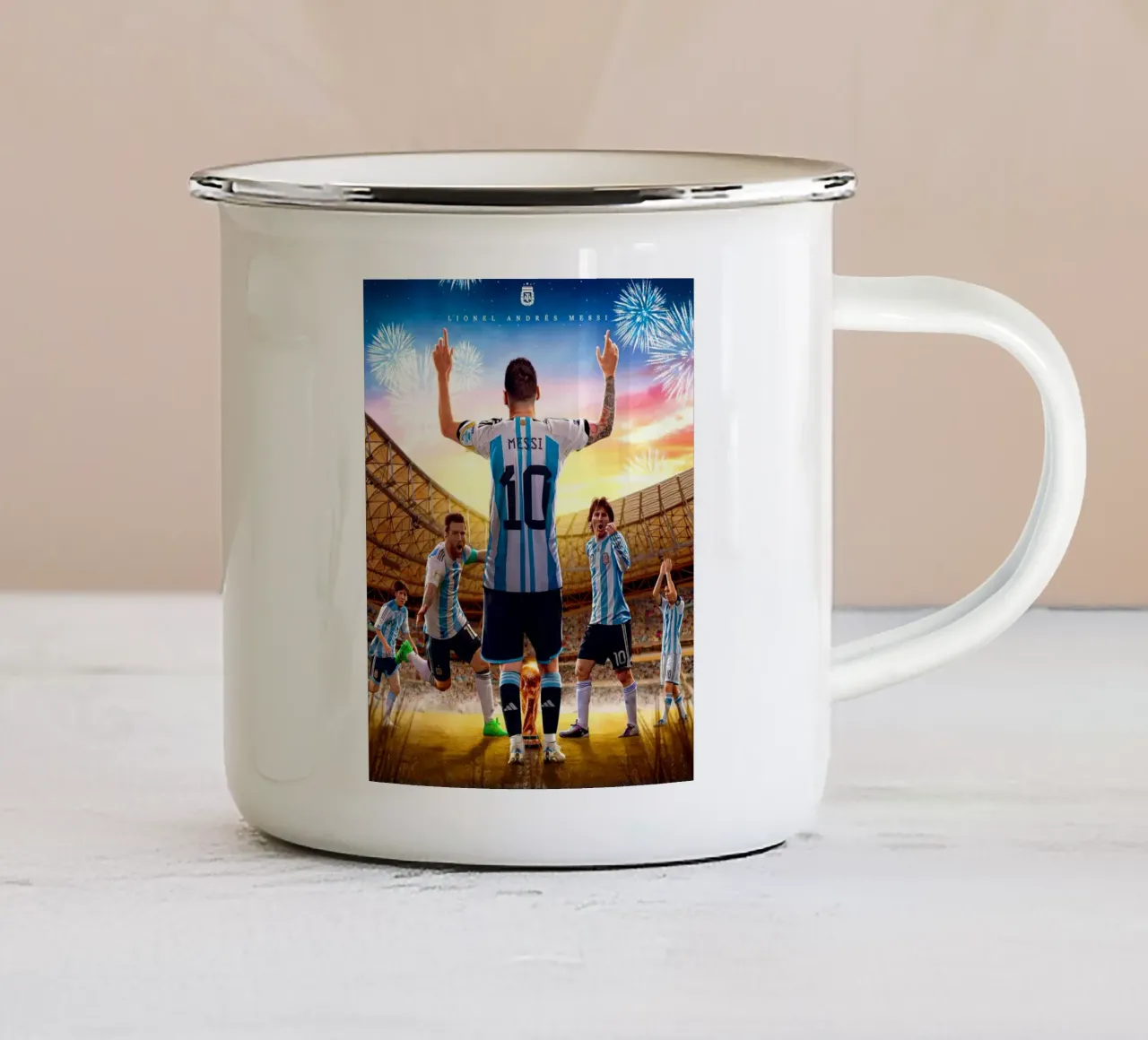 Lionel Messi tazza in smalto da Agus Creative