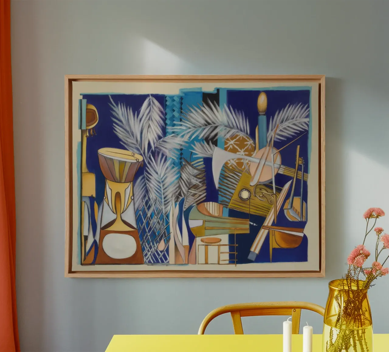 Abstract Symfonie Canvas canvas met Baklijst van Beach Palette