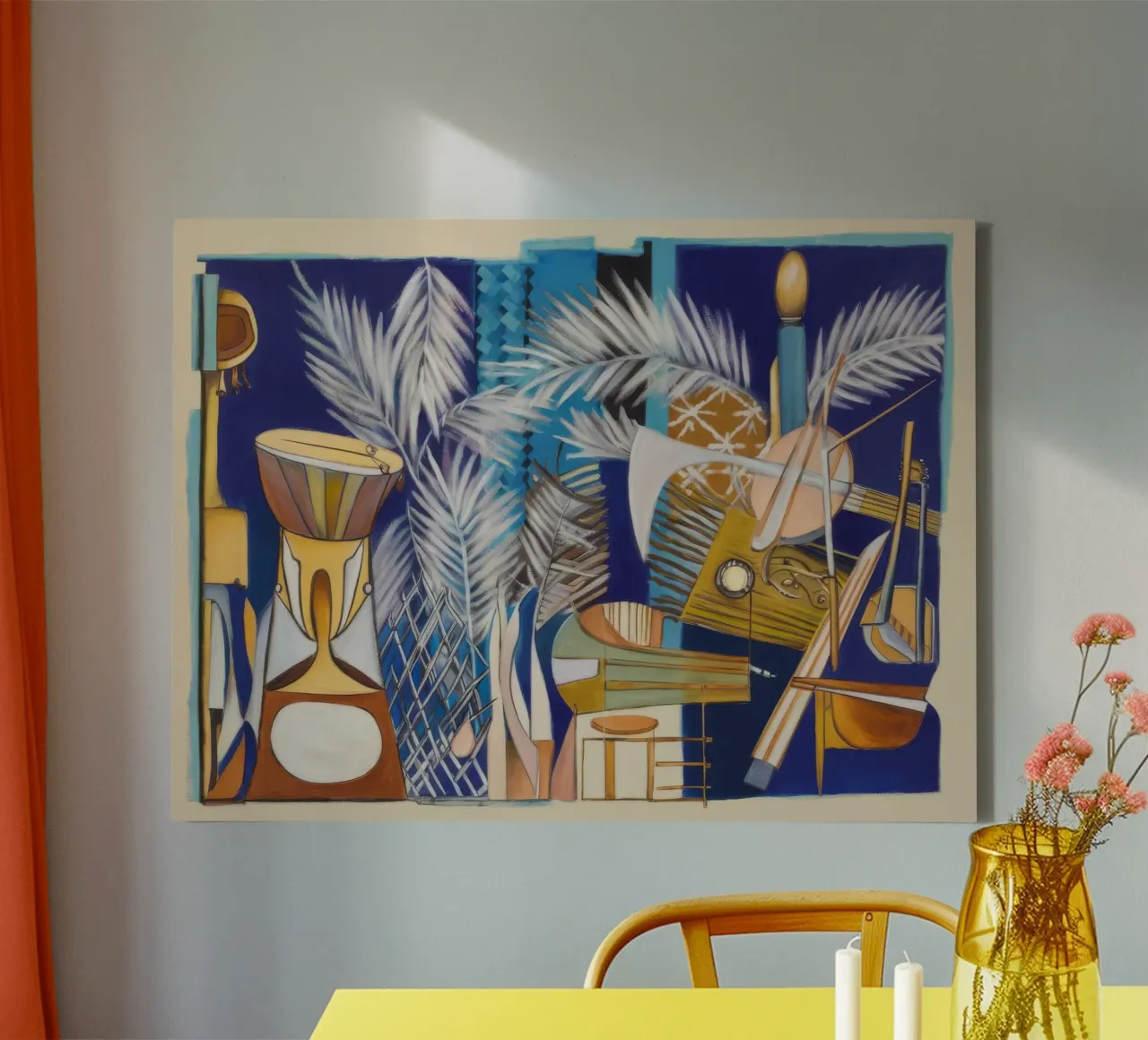 Abstract Symfonie Canvas canvas met Baklijst van Beach Palette