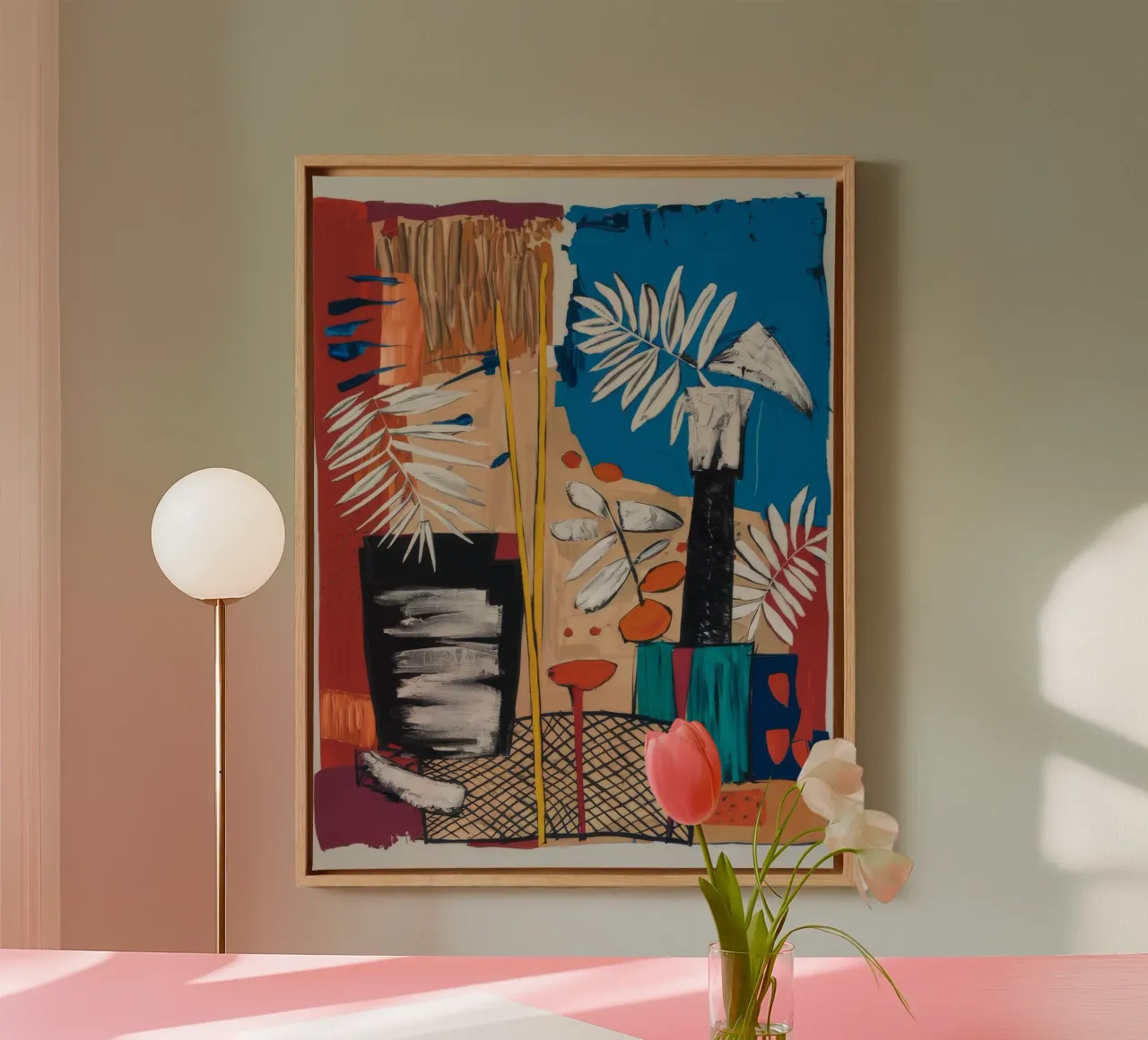 Levendig Jungle Canvas canvas met Baklijst van Beach Palette