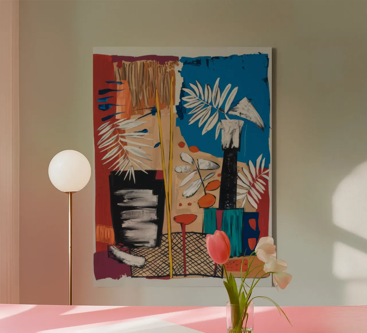 Levendig Jungle Canvas canvas met Baklijst van Beach Palette