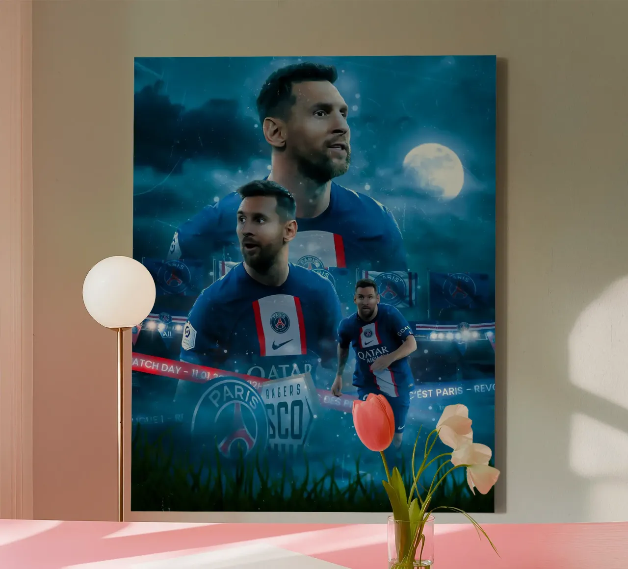 Lionel Messi tela con Cornice a cassetta da Agus Creative
