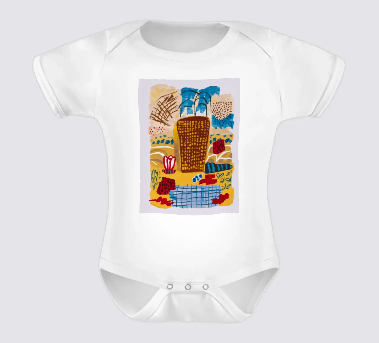 Abstract Tree Canvas short-sleeve baby romper by Beach Palette