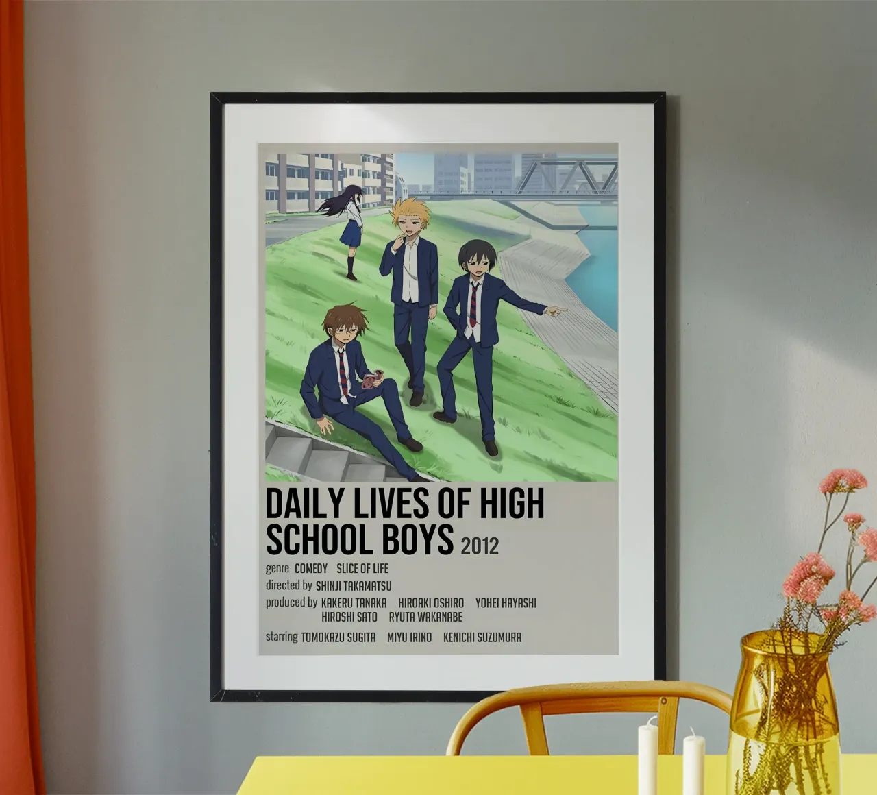 DAILY LIVES OF HIGH SCHOOL BOYS 2012 poster con telaio in legno da Totoya