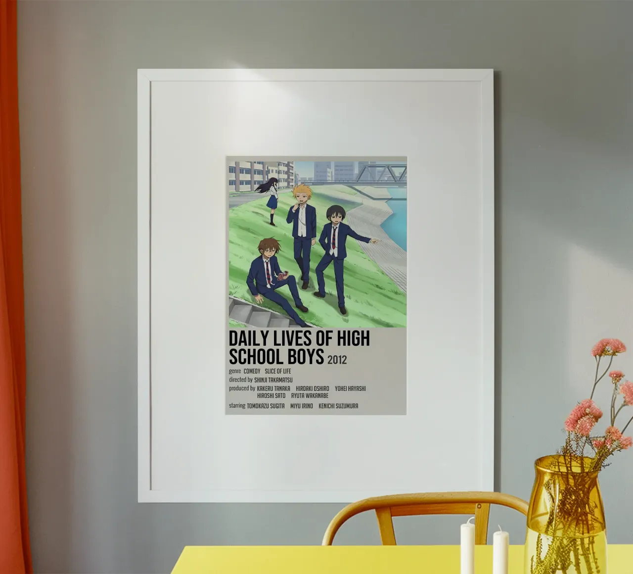 DAILY LIVES OF HIGH SCHOOL BOYS 2012 poster con telaio in legno da Totoya