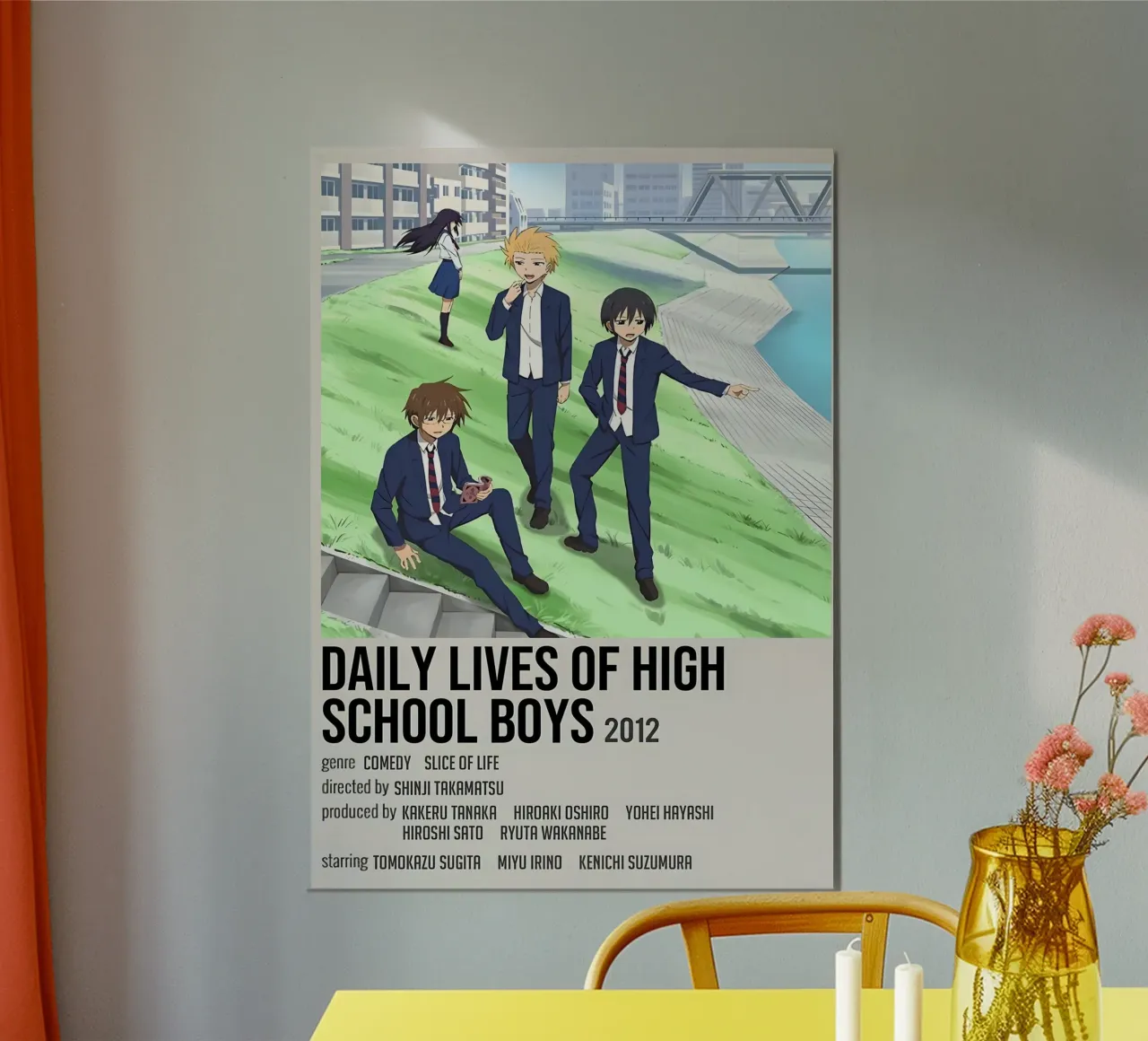 DAILY LIVES OF HIGH SCHOOL BOYS 2012 poster con telaio in legno da Totoya