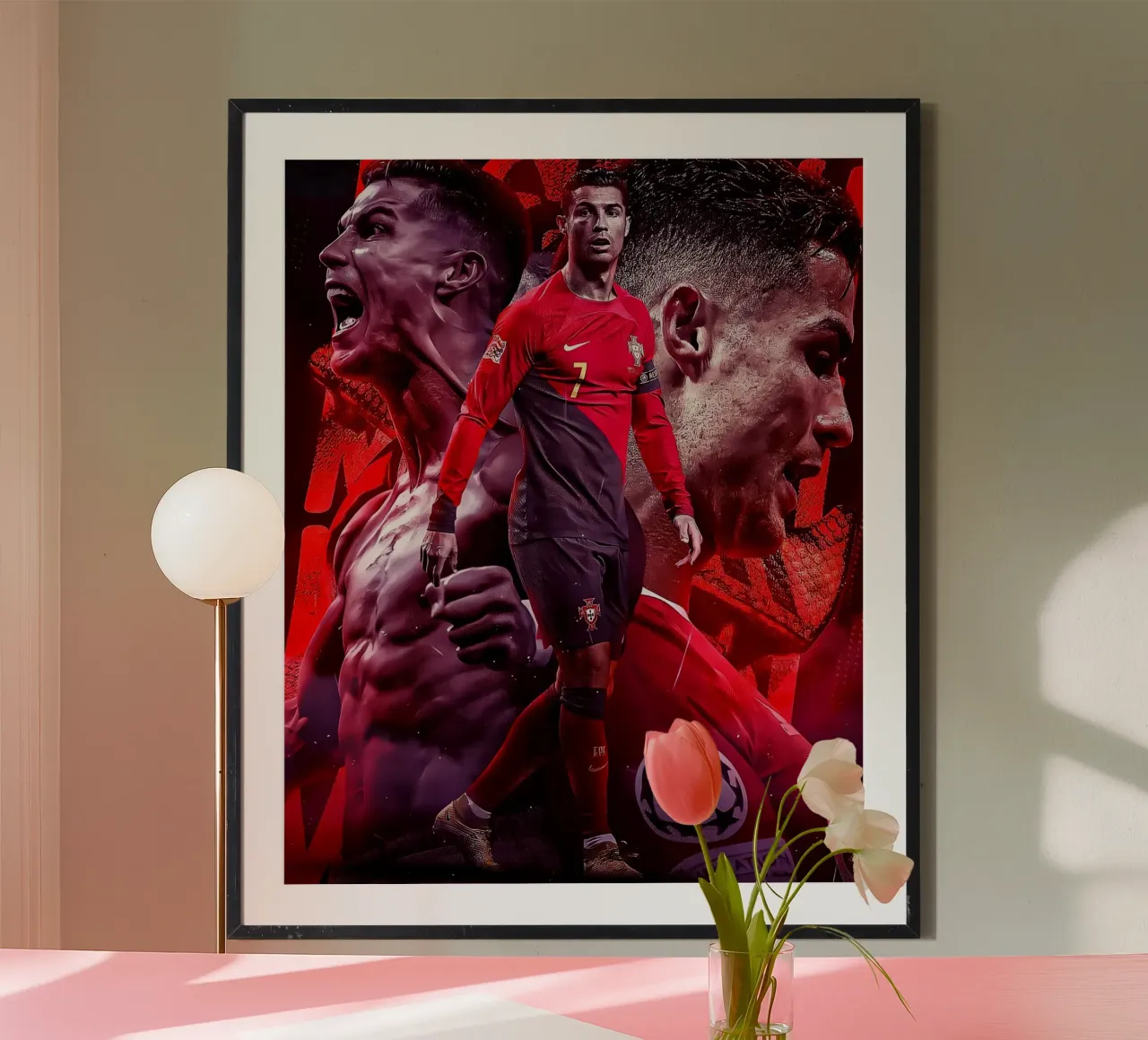 Cristiano Ronaldo poster con telaio in alluminio da Agus Creative