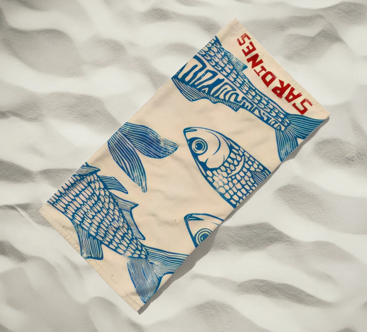 Lattina di sardine vintage telo mare da Alishasteel
