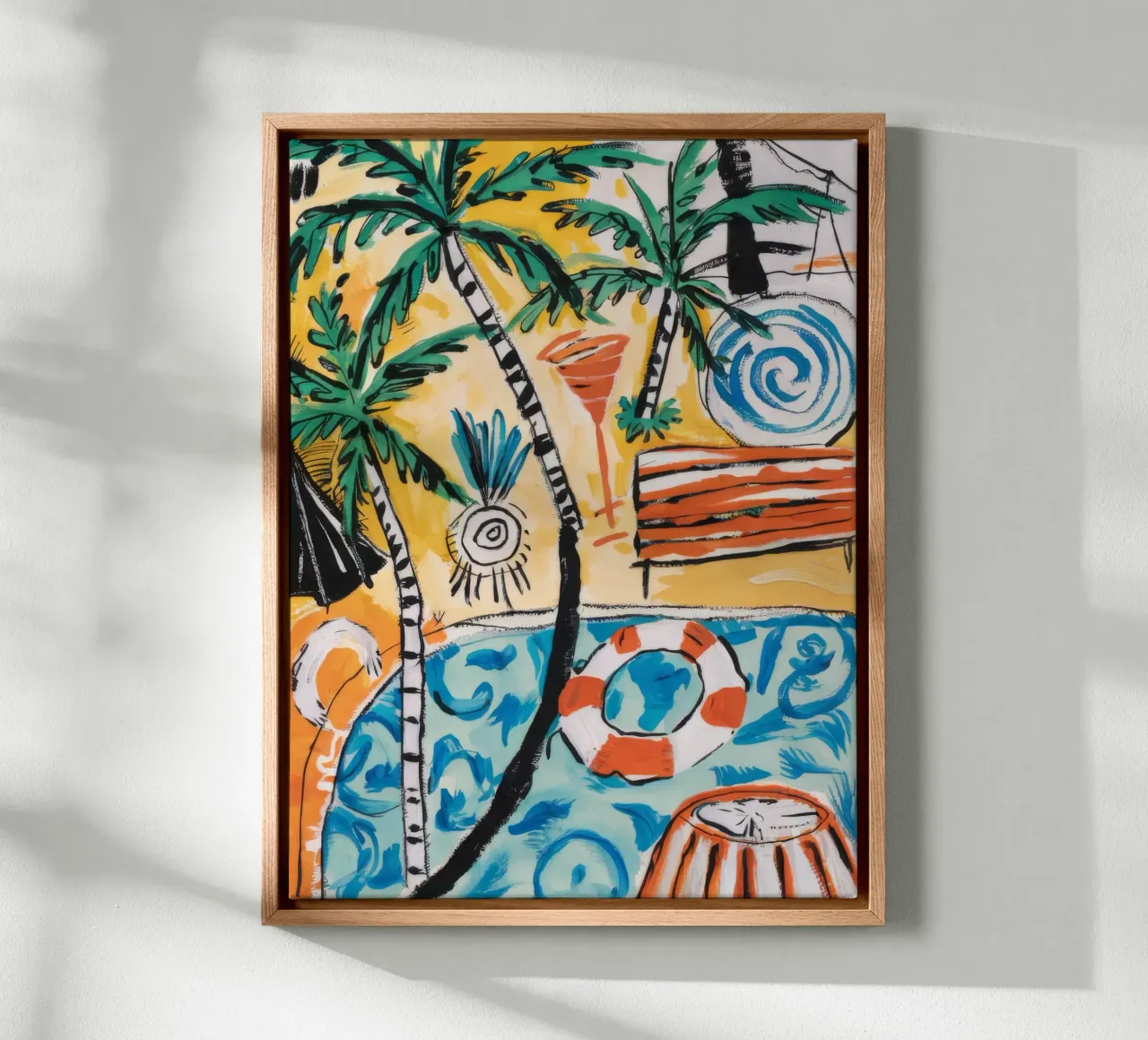Serene lagune-oase canvas met Baklijst van Beach Palette