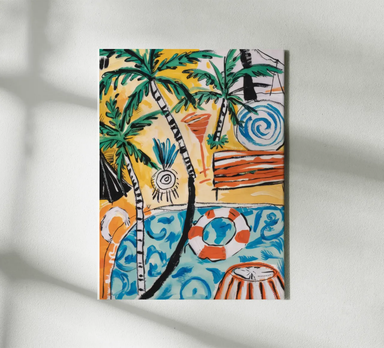Serene lagune-oase canvas met Baklijst van Beach Palette